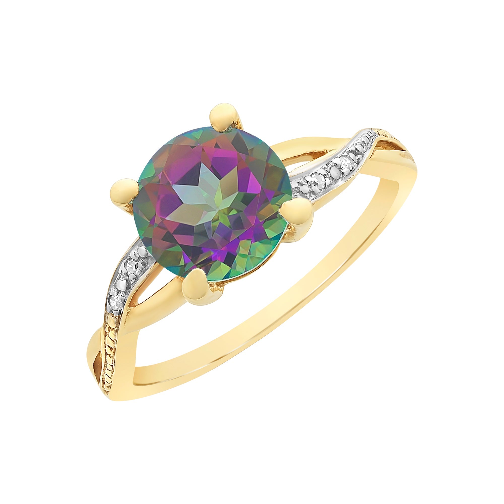 Annaka 9ct Yellow Gold Round Mystic Topaz Ring