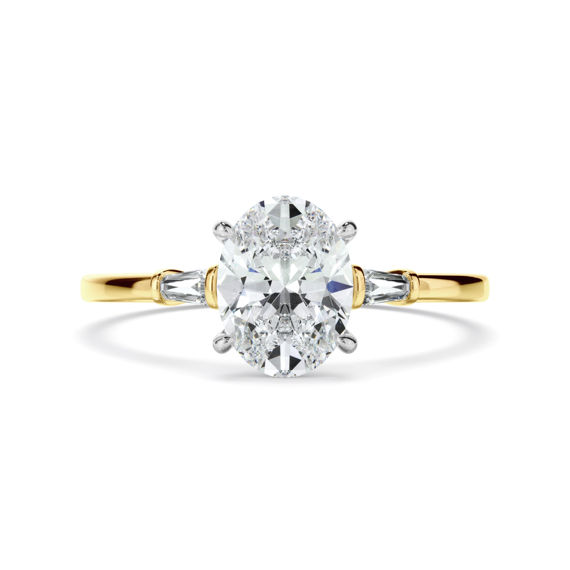 Laurel - Oval Cut Diamond Engagement Ring With Baguette Sides