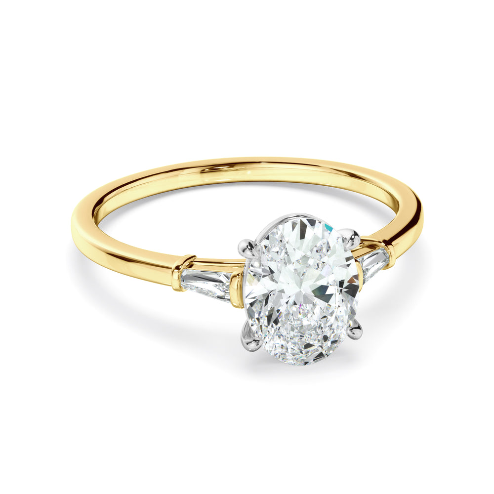 Laurel - Oval Cut Diamond Engagement Ring With Baguette Sides