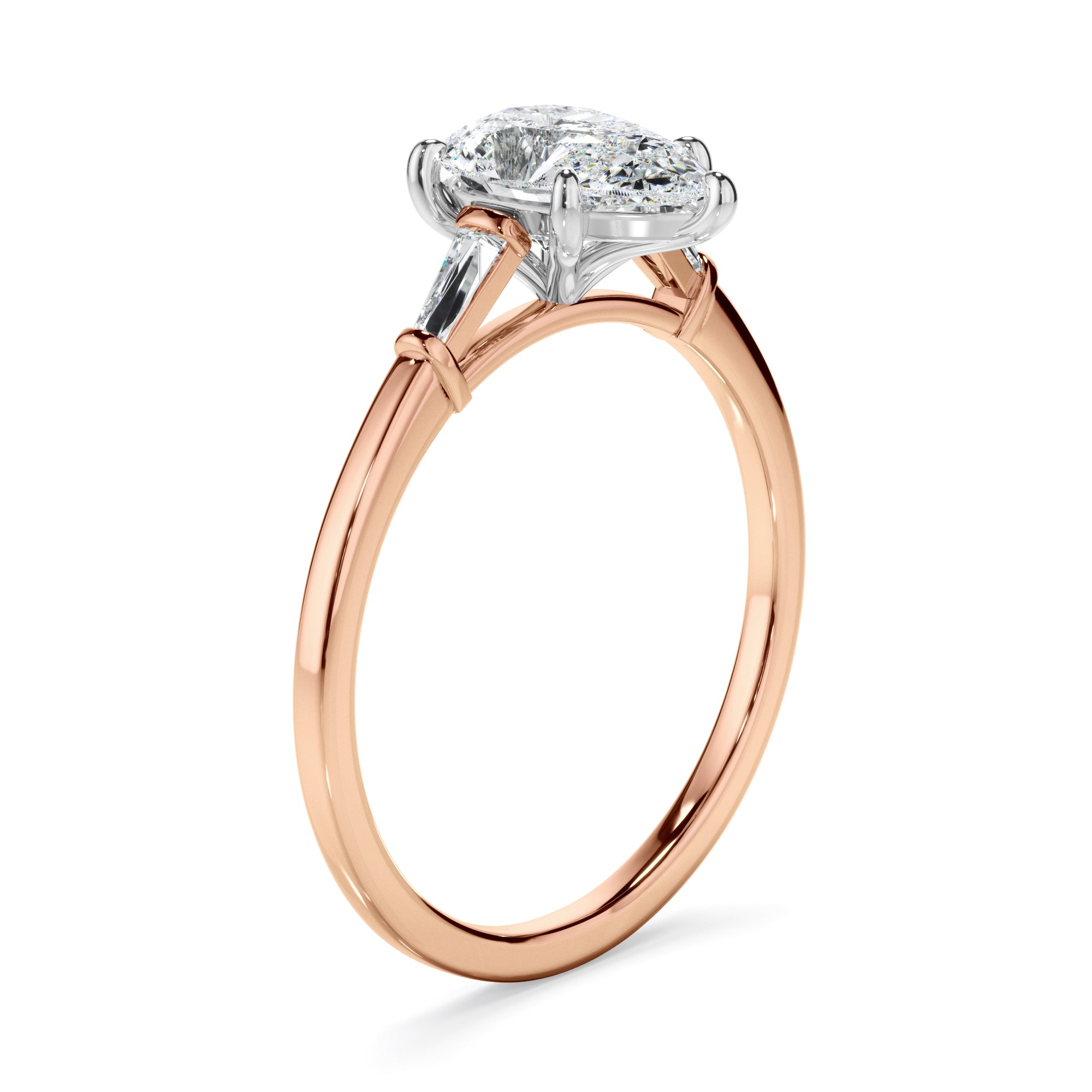 Emeraude - Pear Cut Diamond Engagement Ring With Baguette Sides