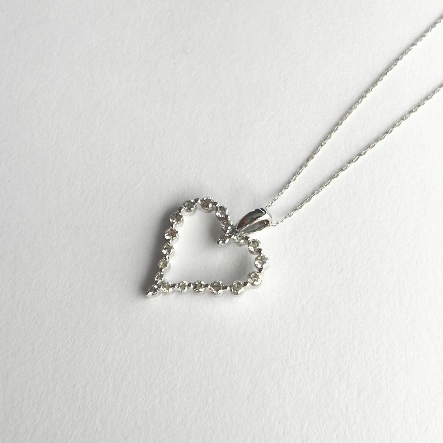 10ct white gold diamond heart pendant