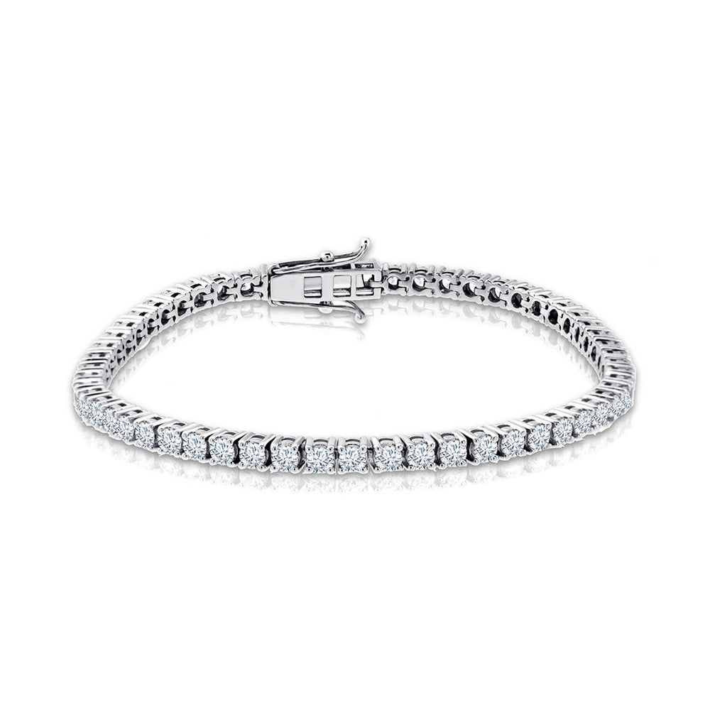 14ct White Gold 42=10.52CT Round Lab Diamond Tennis Bracelet