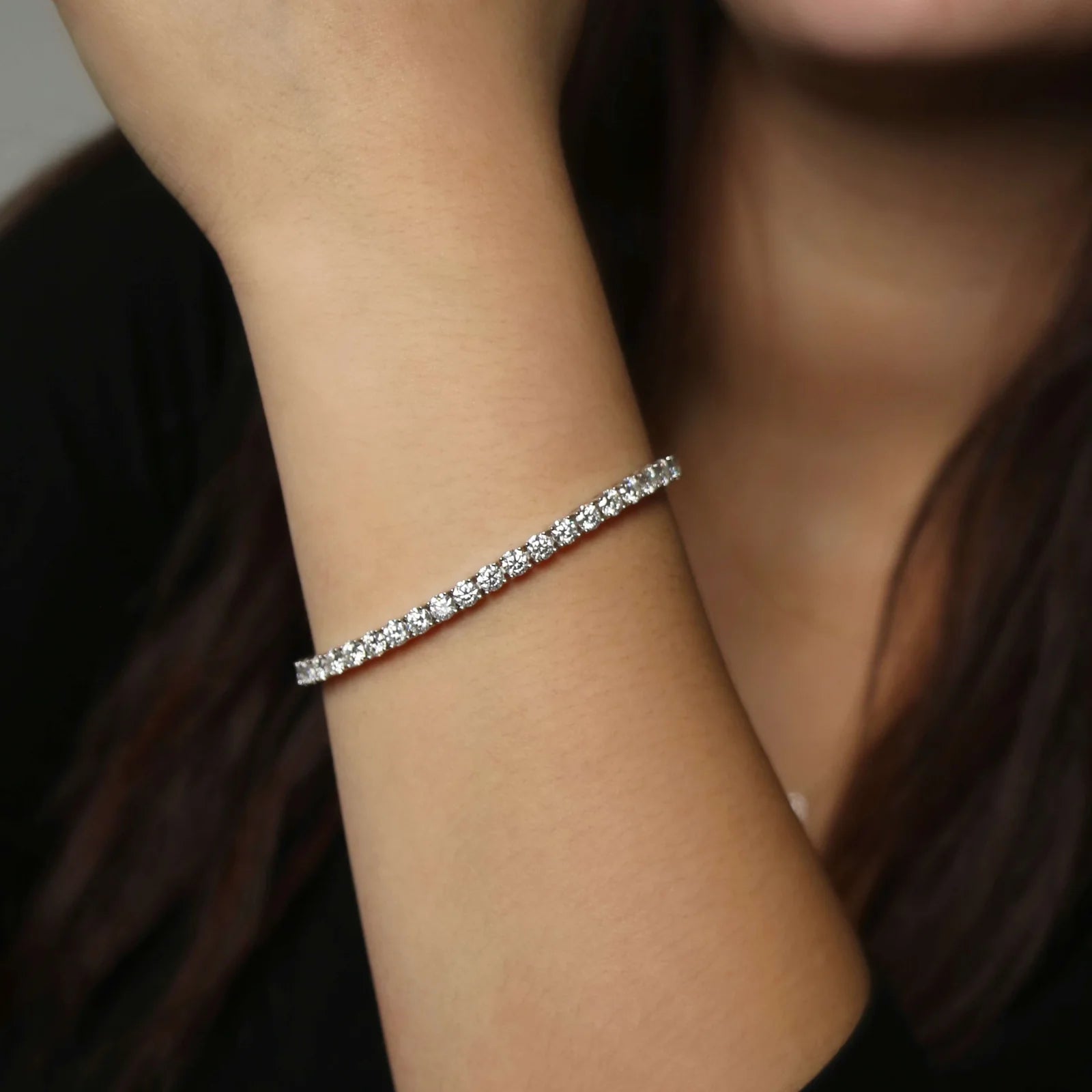 14ct White Gold 42=10.52CT Round Lab Diamond Tennis Bracelet