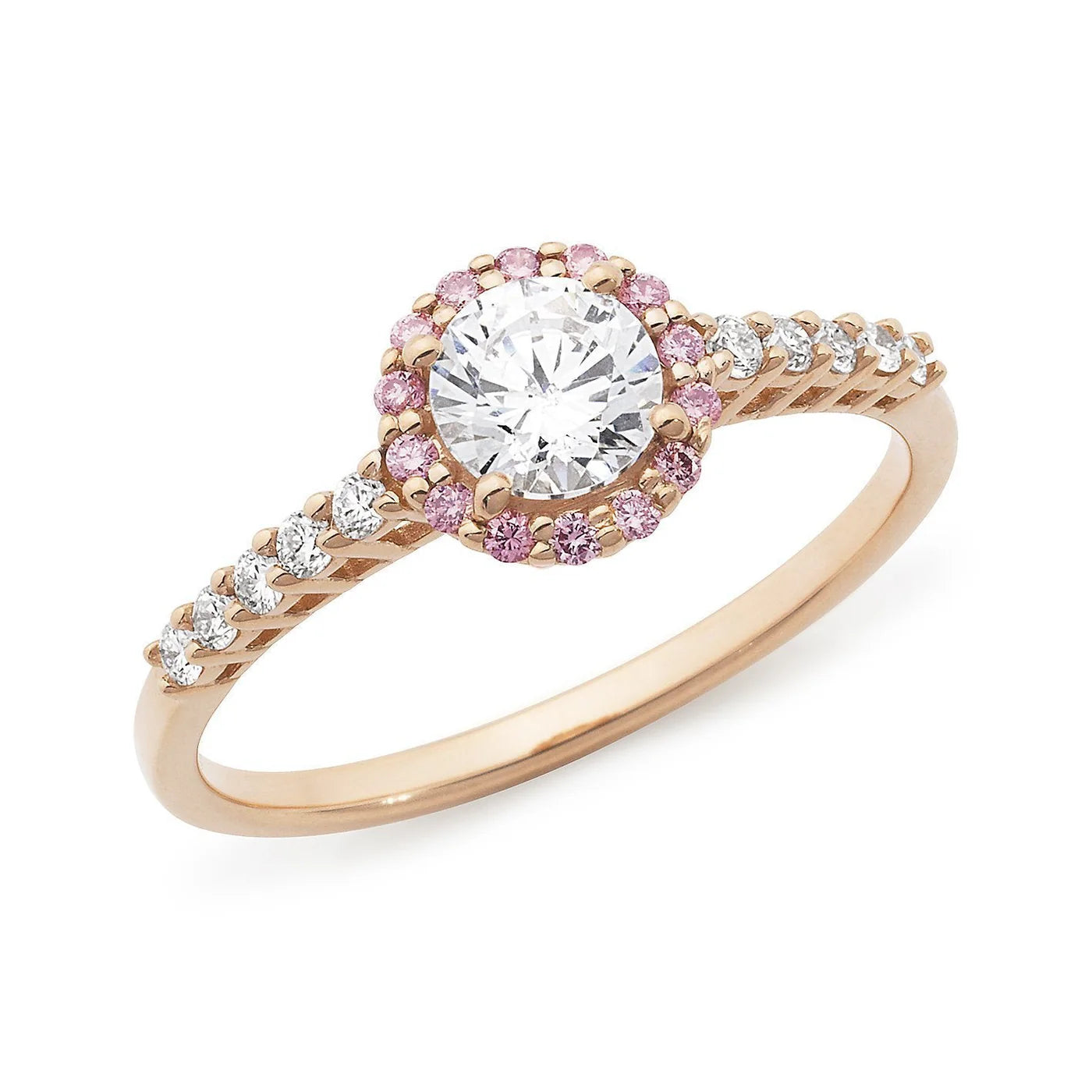 Pink Caviar Round Engagement Ring