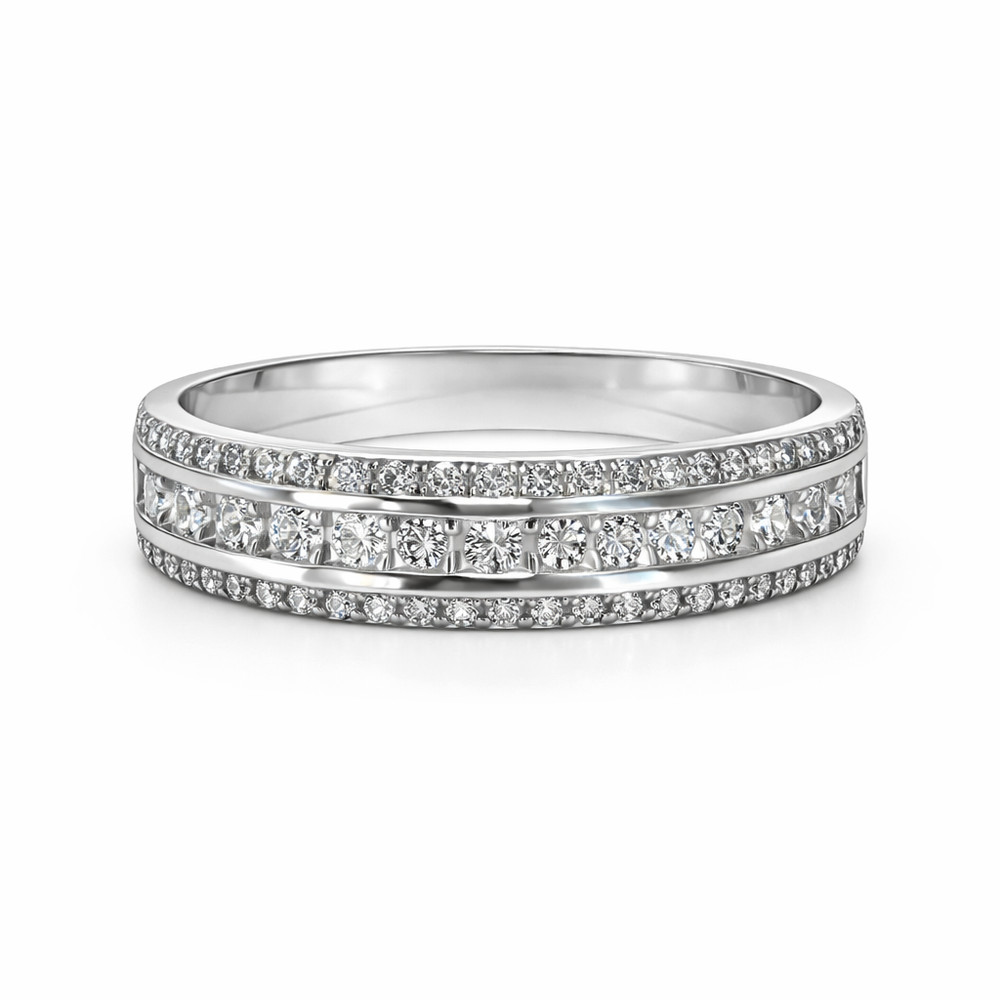 Klarice 18ct White Gold Curved Diamond Eternity Ring (Size M 1/2)