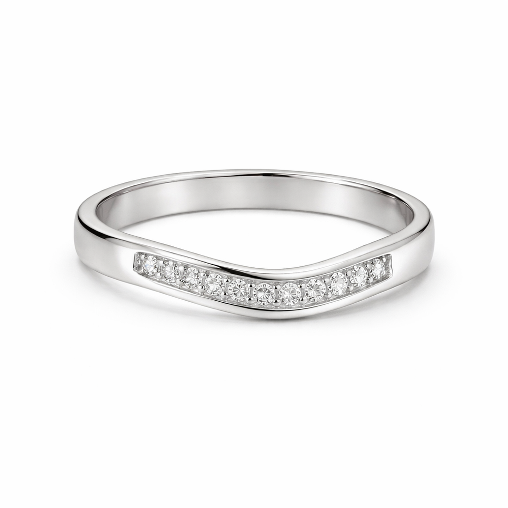 Ivy 18ct White Gold Diamond Curved Eternity Ring (Size N)