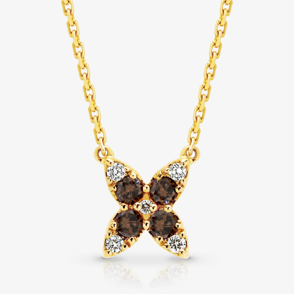 18ct Yellow Gold Chocolate Diamond 'Flutter' Necklace