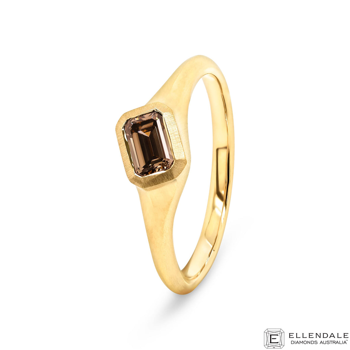 9ct Yellow Gold 0.56ct Chocolate Diamond Satin Finish Ring