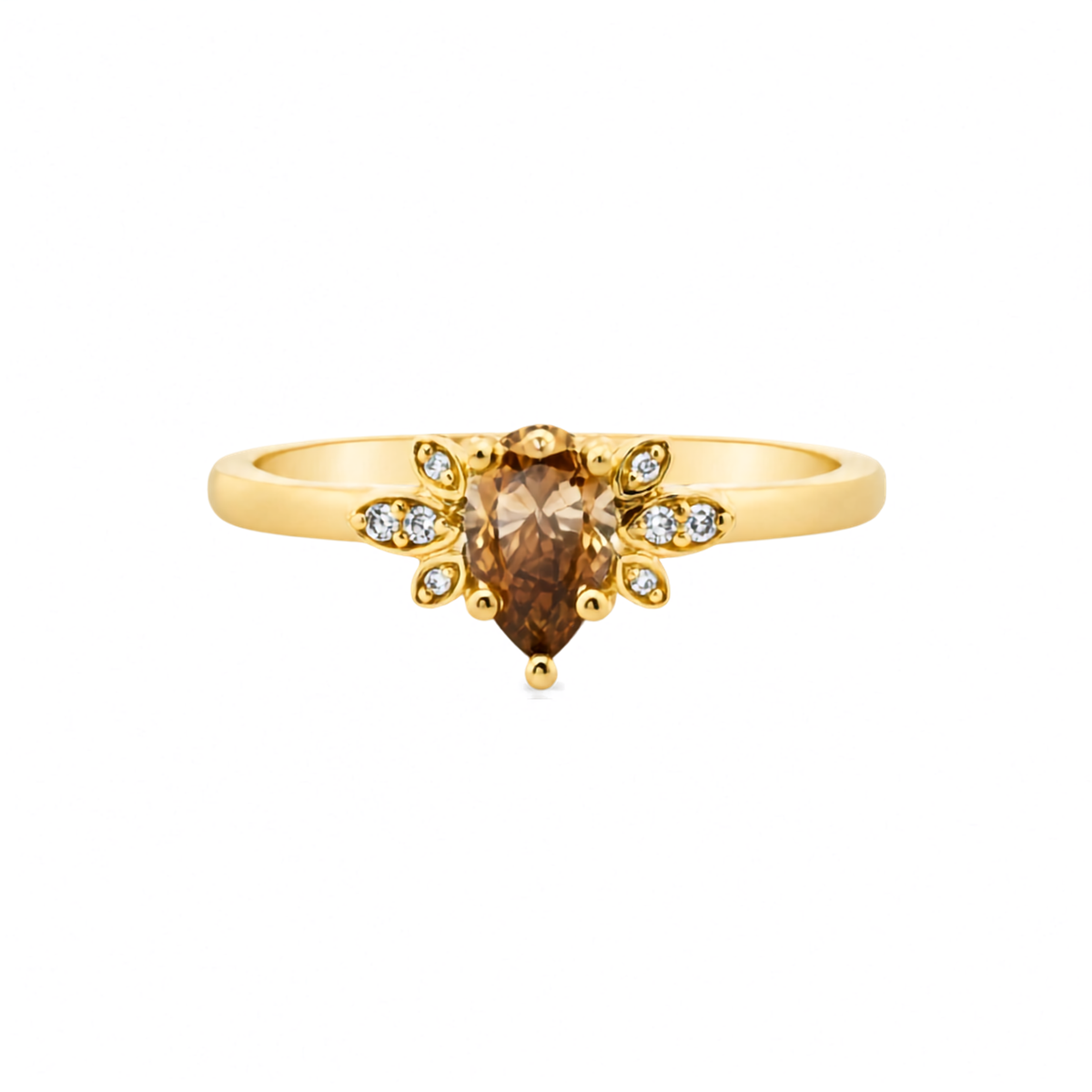 18ct Yellow Gold 0.46ct Pear Chocolate Diamond Ring