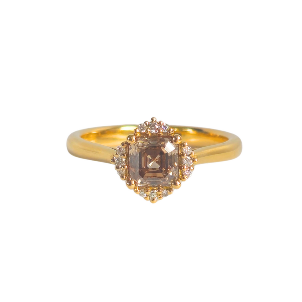 18ct Yellow Gold Asscher Chocolate Diamond Ring