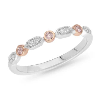 Melody 9ct Rose & White Gold 0.13ct Argyle Pink & White Diamond Ring