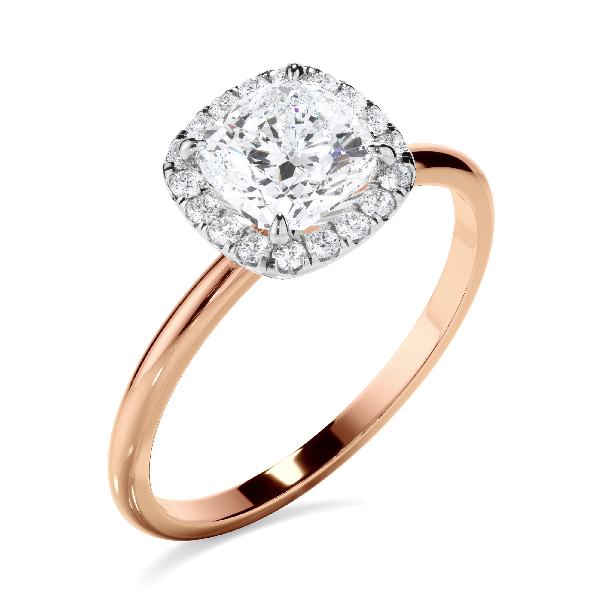 Carlotta - Cushion Cut Diamond Halo Engagement Ring