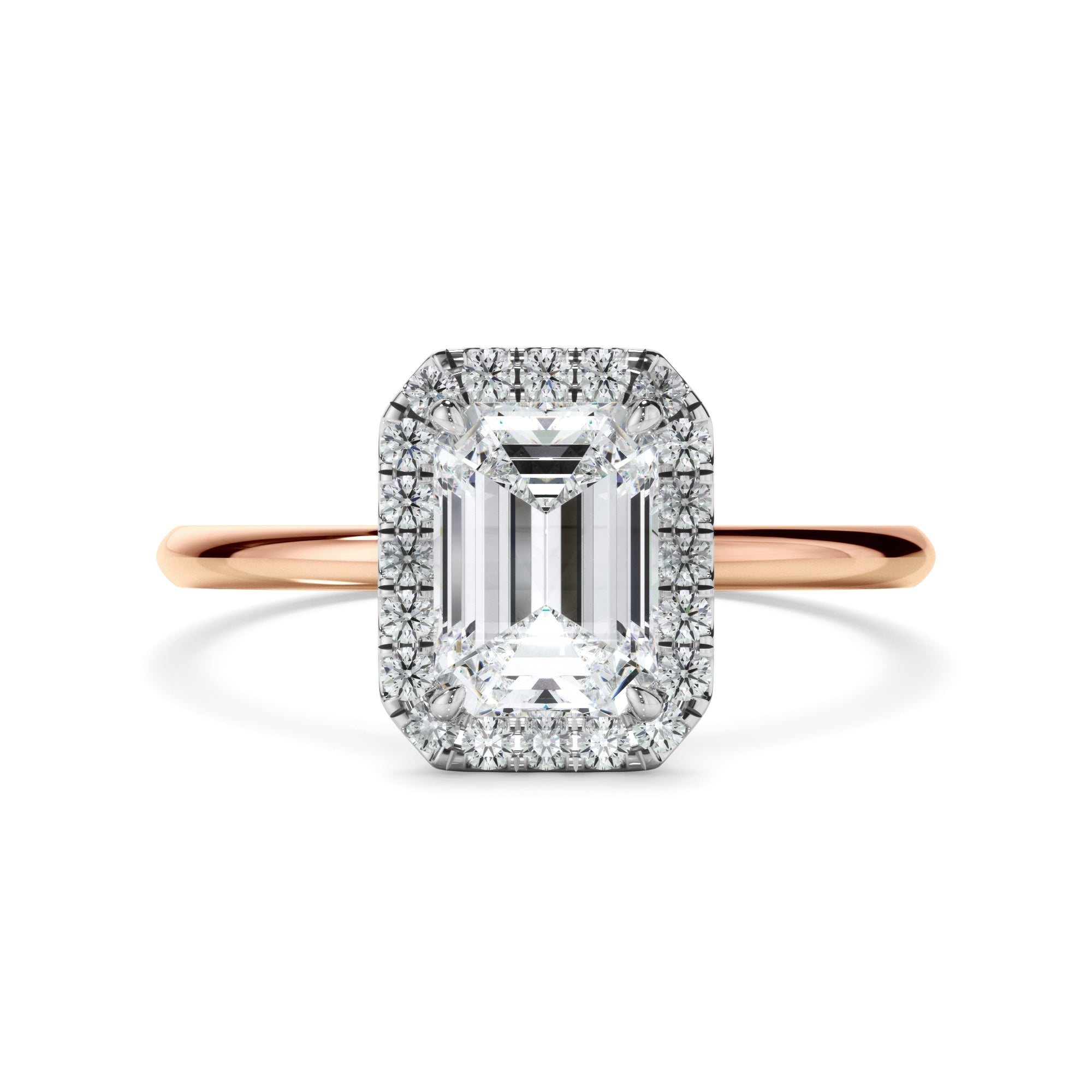 Aria - Emerald Cut Diamond Halo Engagement Ring
