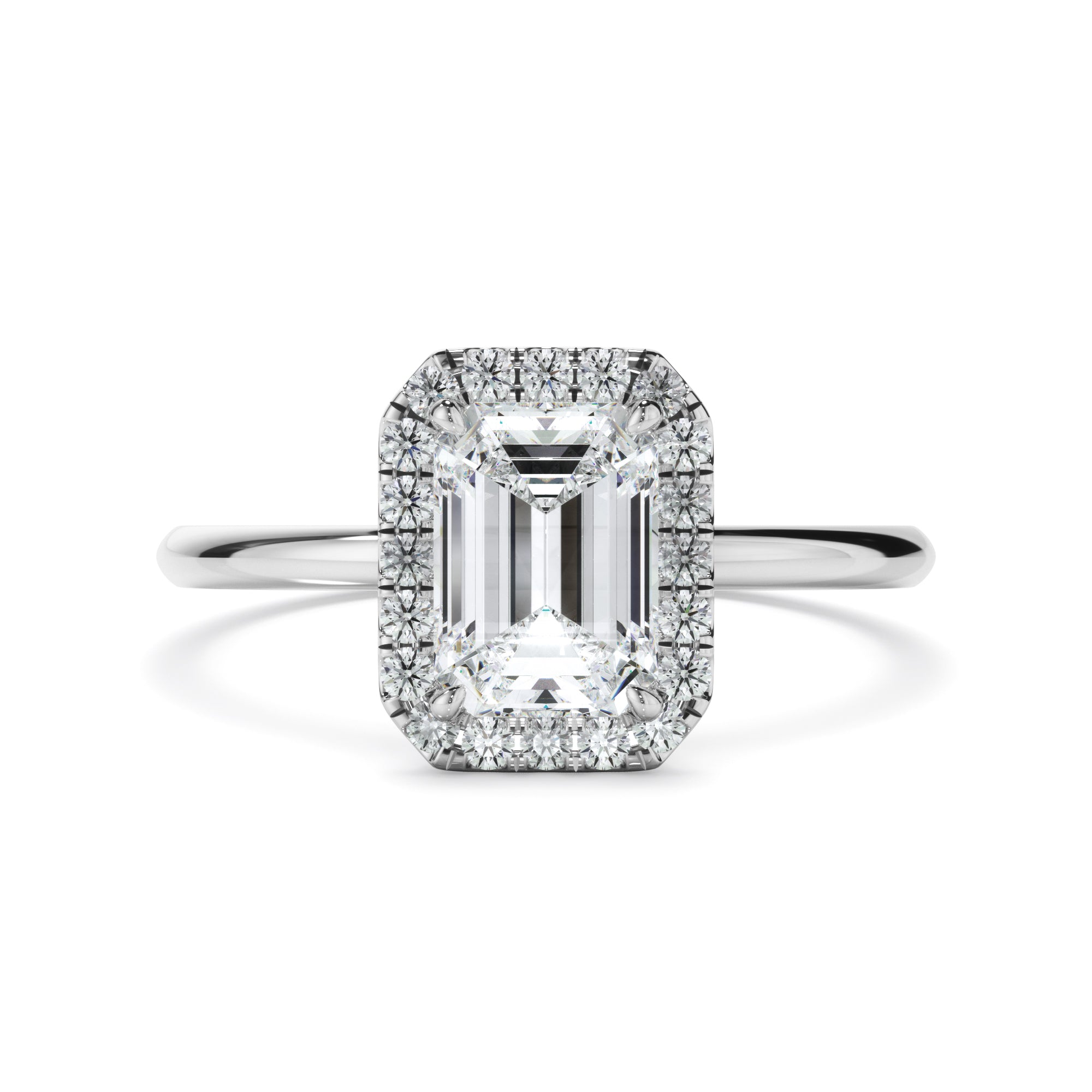 Aria - Emerald Cut Diamond Halo Engagement Ring