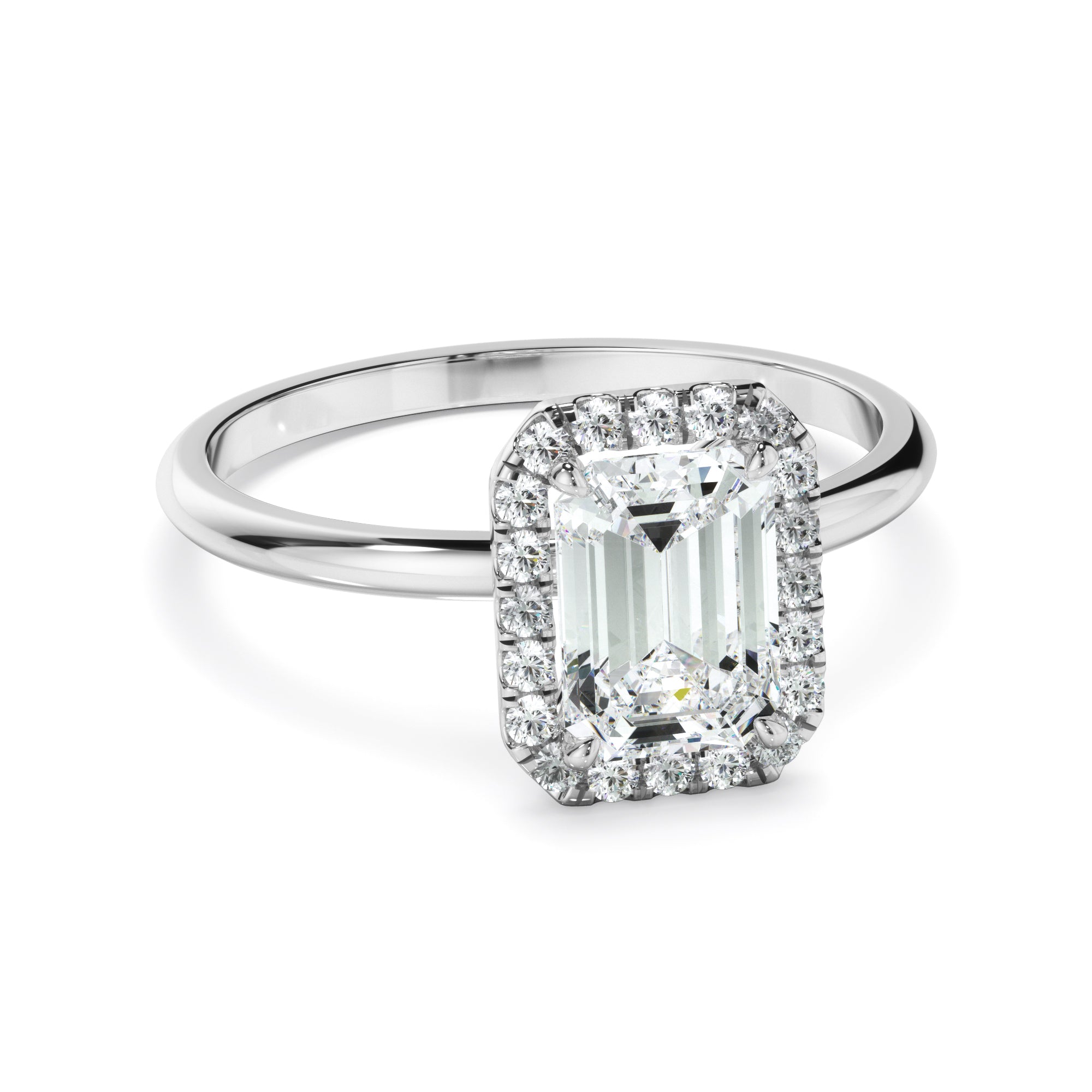 Aria - Emerald Cut Diamond Halo Engagement Ring