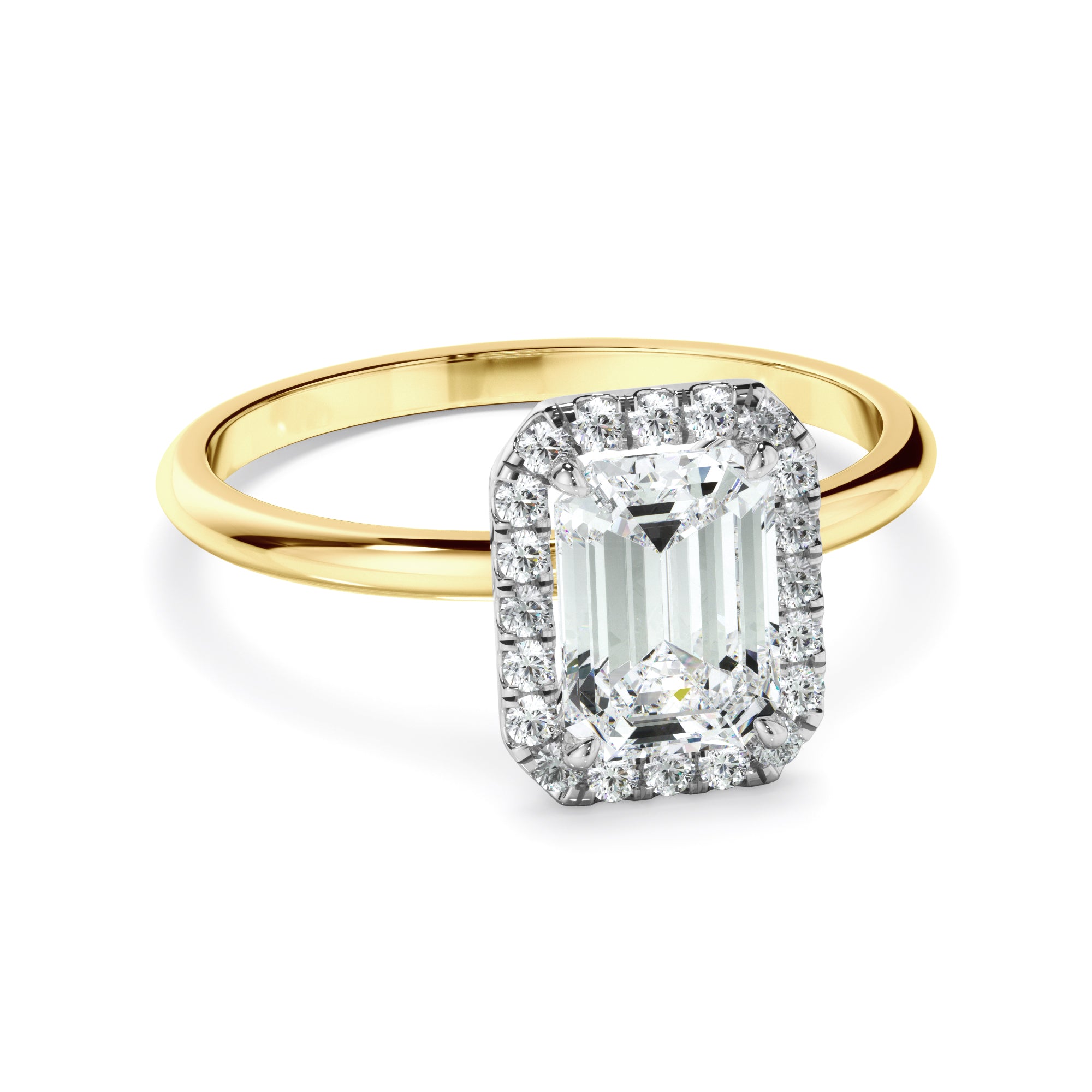 Aria - Emerald Cut Diamond Halo Engagement Ring