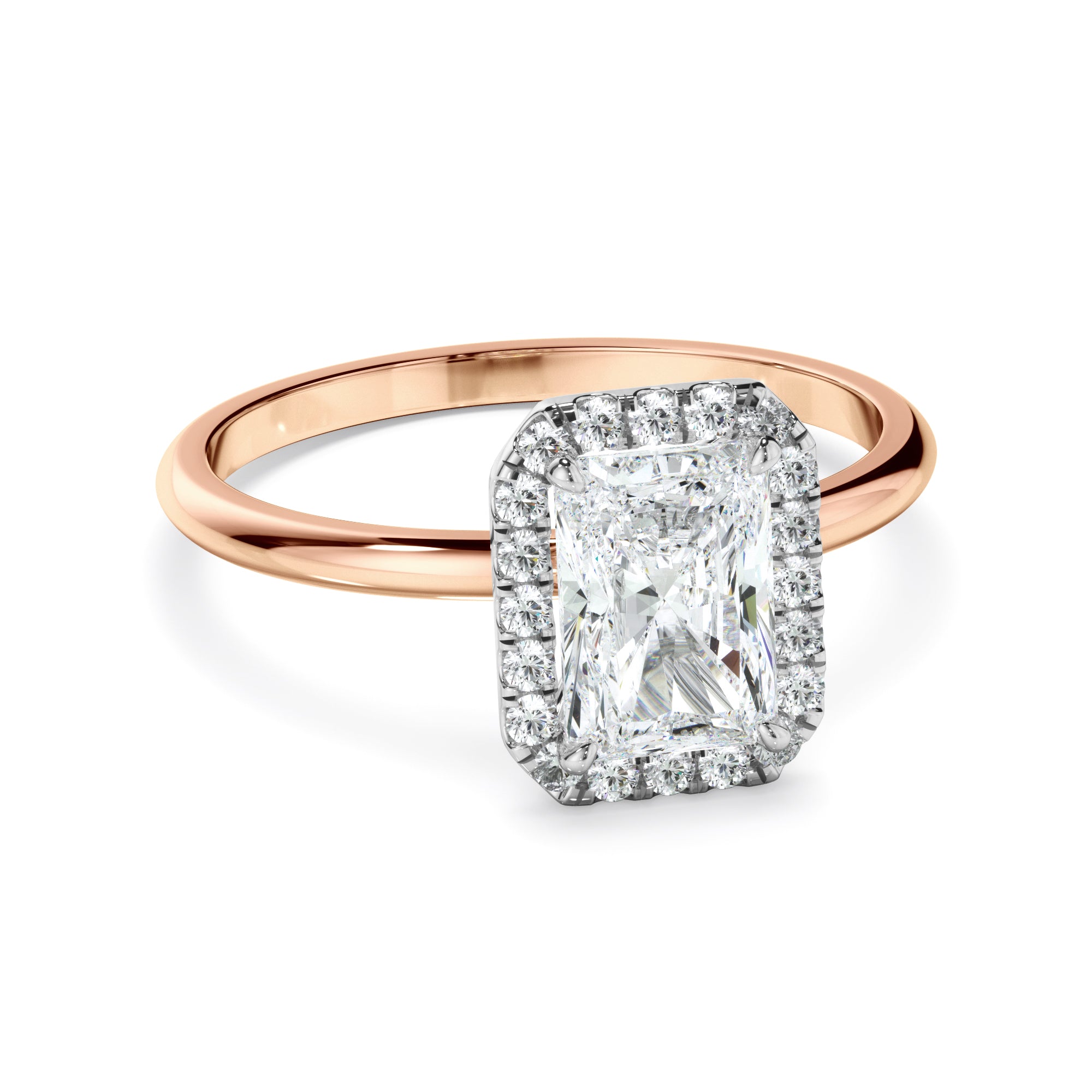 Eva - Radiant Cut Diamond Halo Engagement Ring