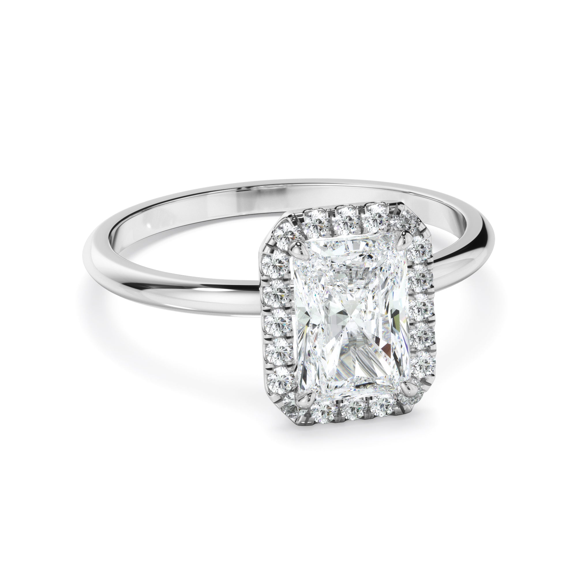 Eva - Radiant Cut Diamond Halo Engagement Ring