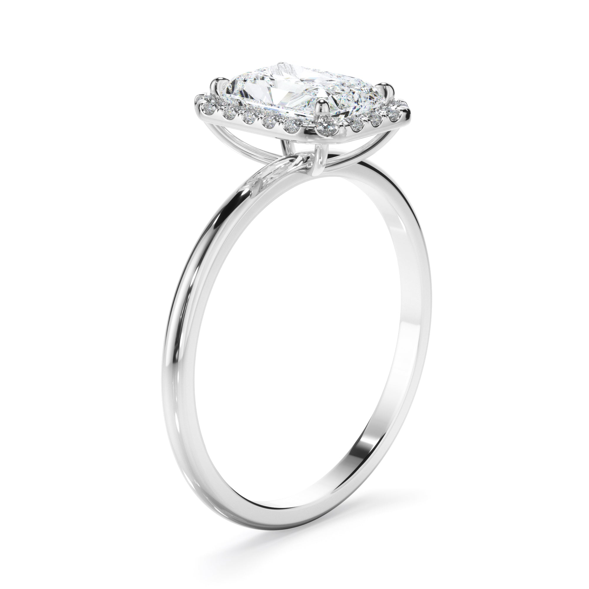 Eva - Radiant Cut Diamond Halo Engagement Ring