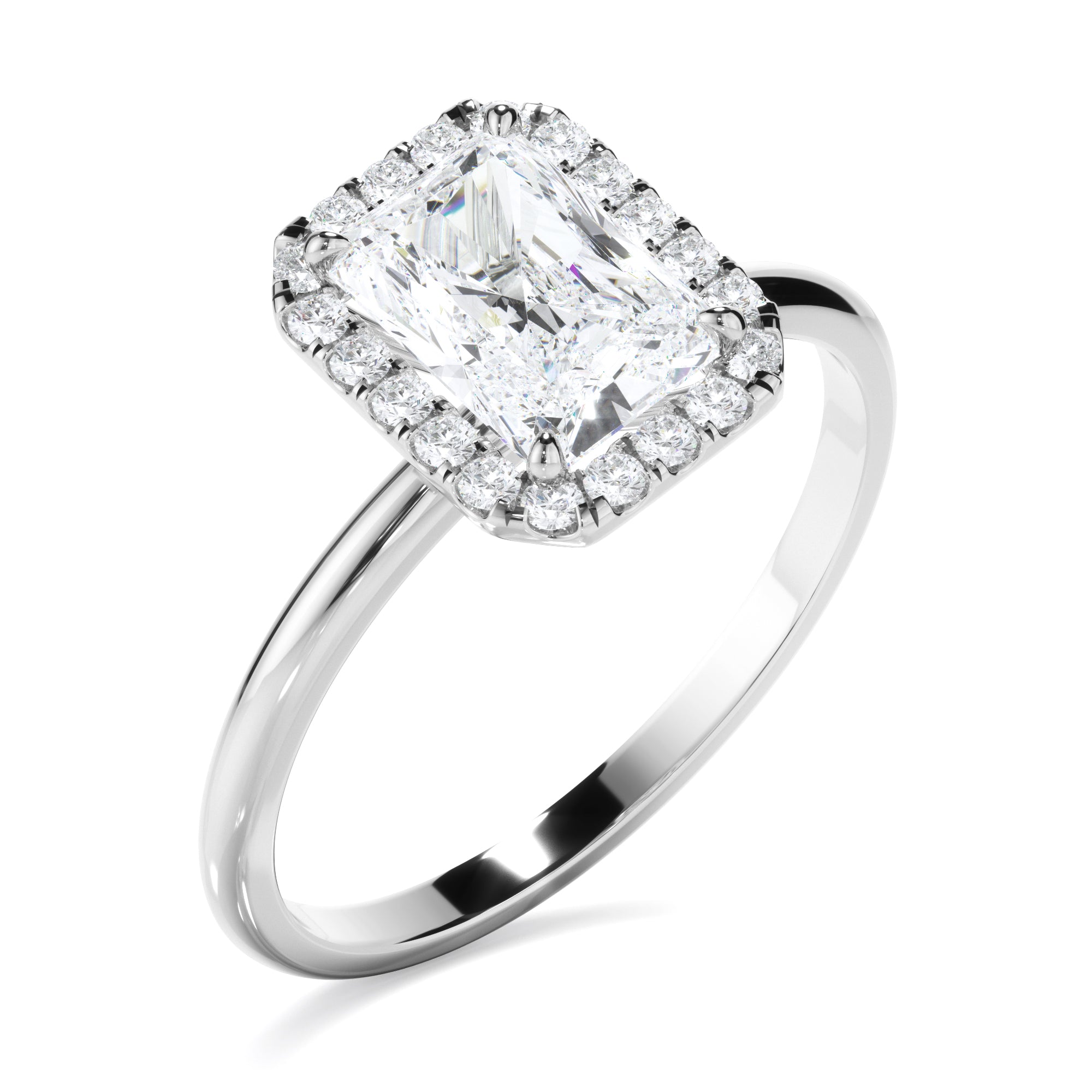 Eva - Radiant Cut Diamond Halo Engagement Ring