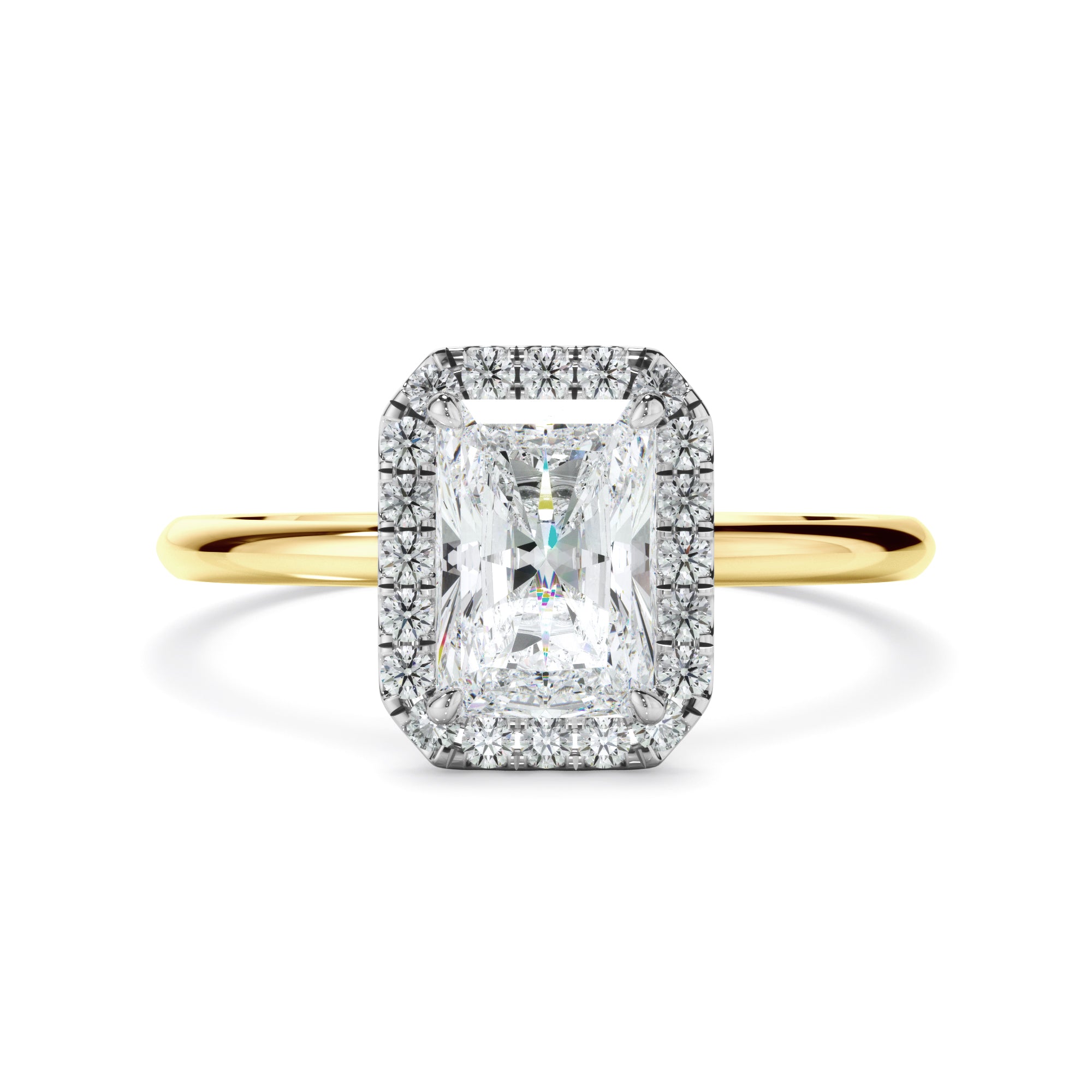 Eva - Radiant Cut Diamond Halo Engagement Ring