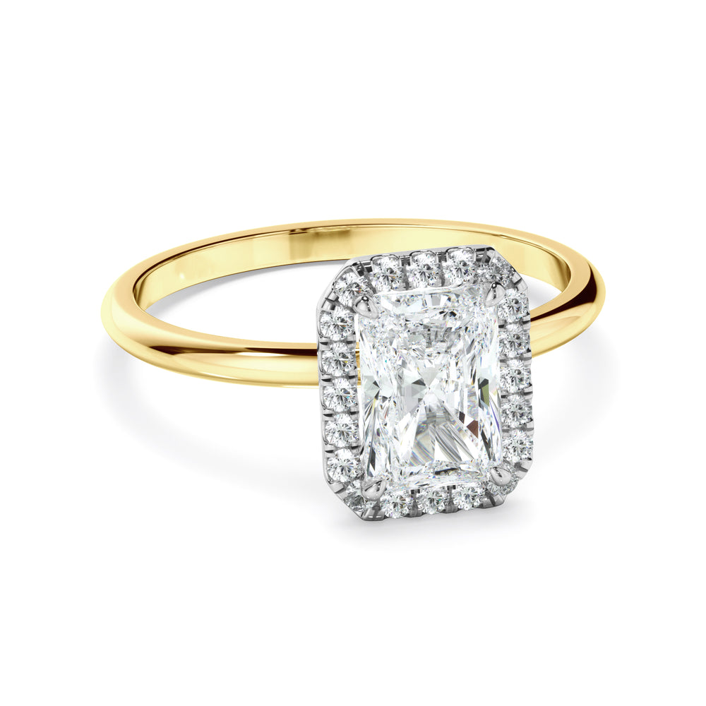 Eva - Radiant Cut Diamond Halo Engagement Ring