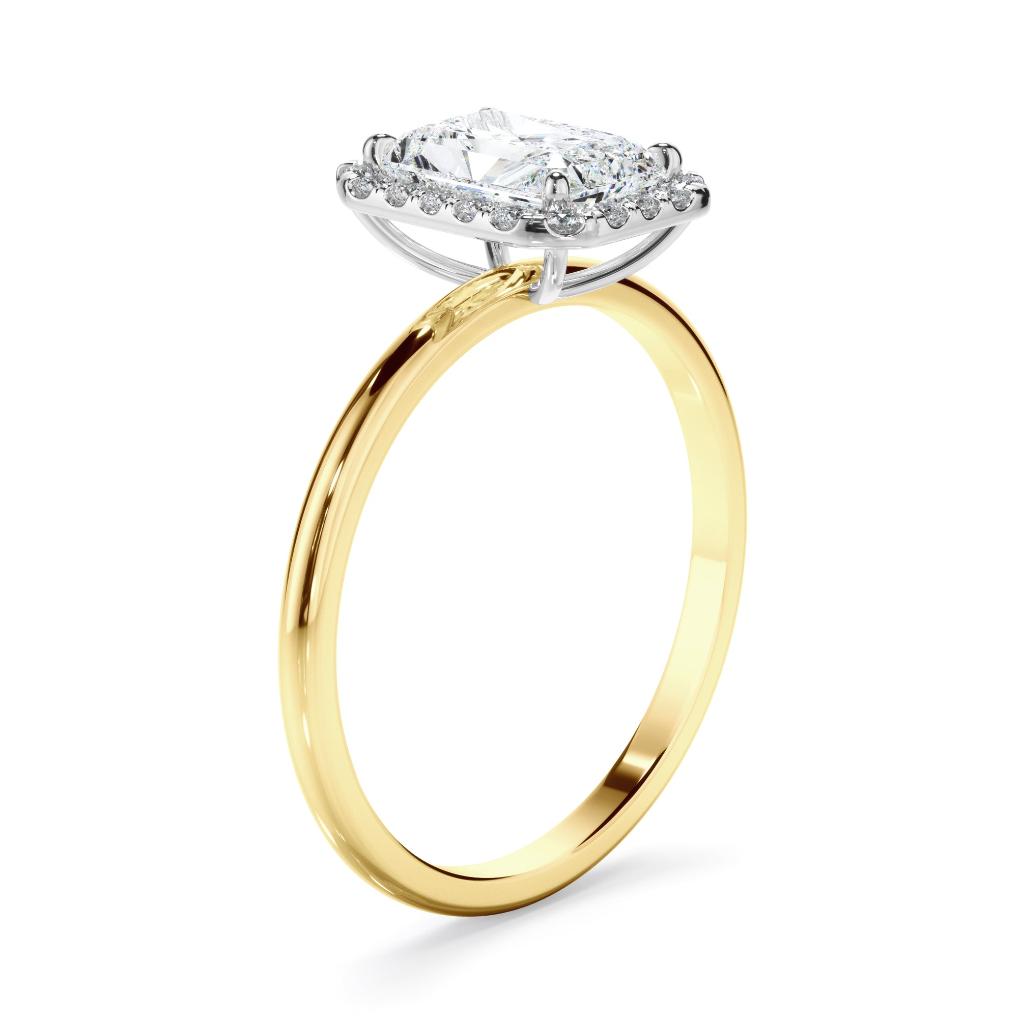 Eva - Radiant Cut Diamond Halo Engagement Ring