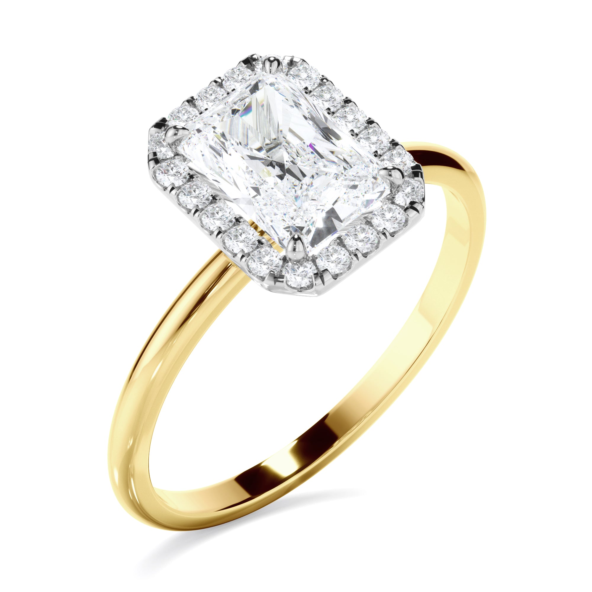 Eva - Radiant Cut Diamond Halo Engagement Ring