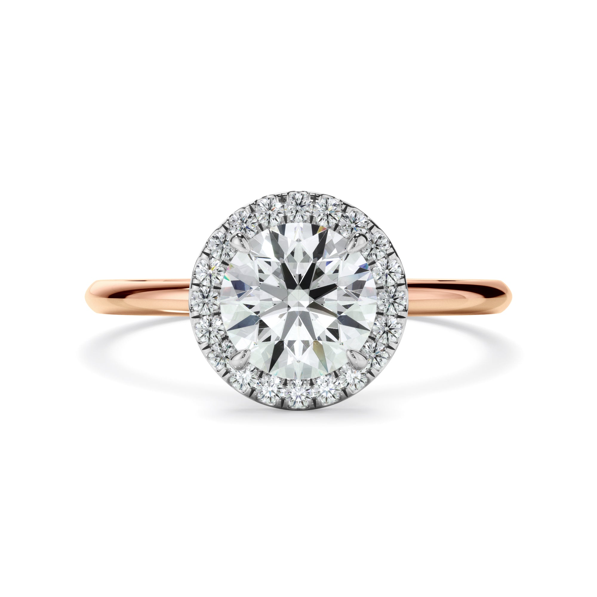 Flora - Round Brilliant Cut Diamond Halo Engagement Ring