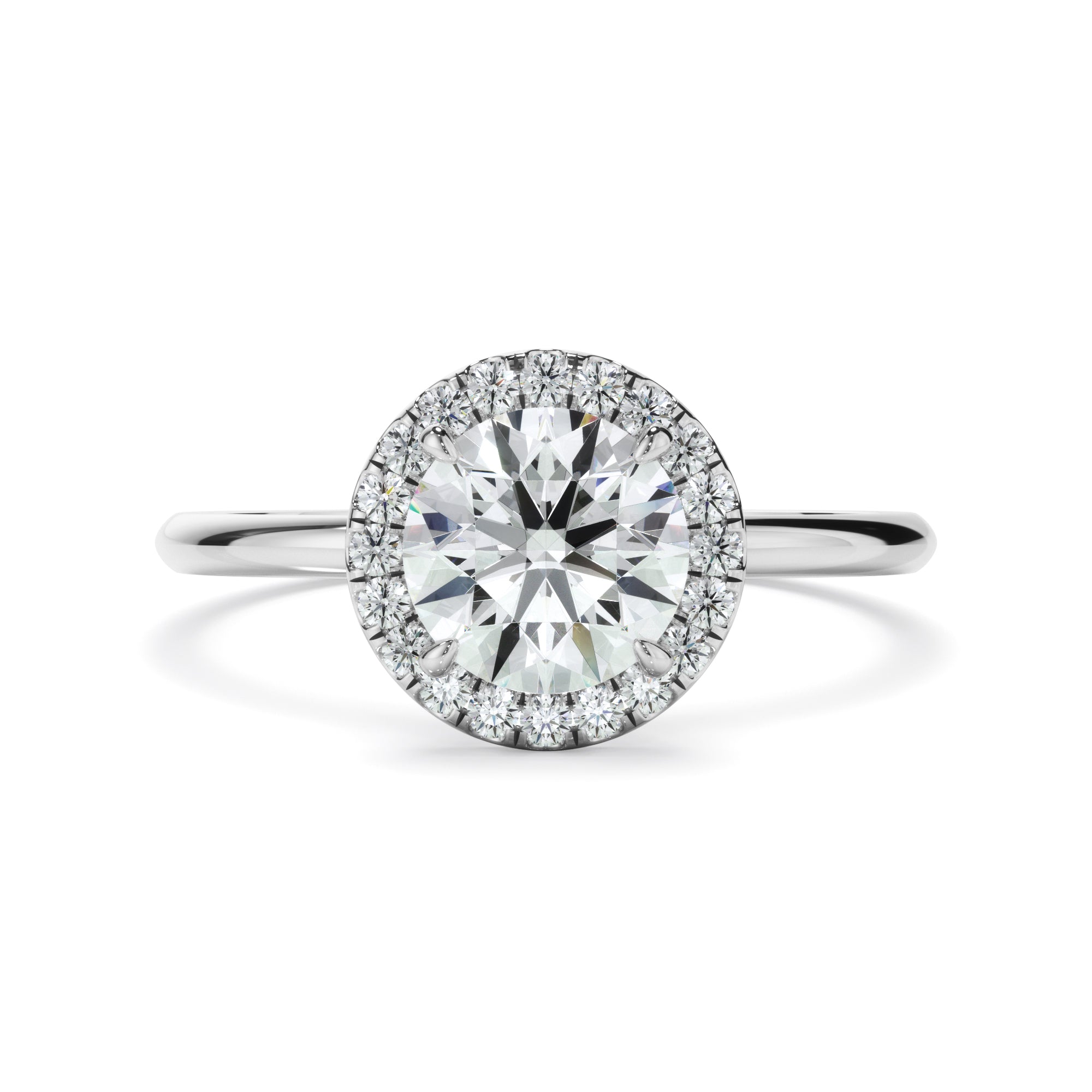 Flora - Round Brilliant Cut Diamond Halo Engagement Ring