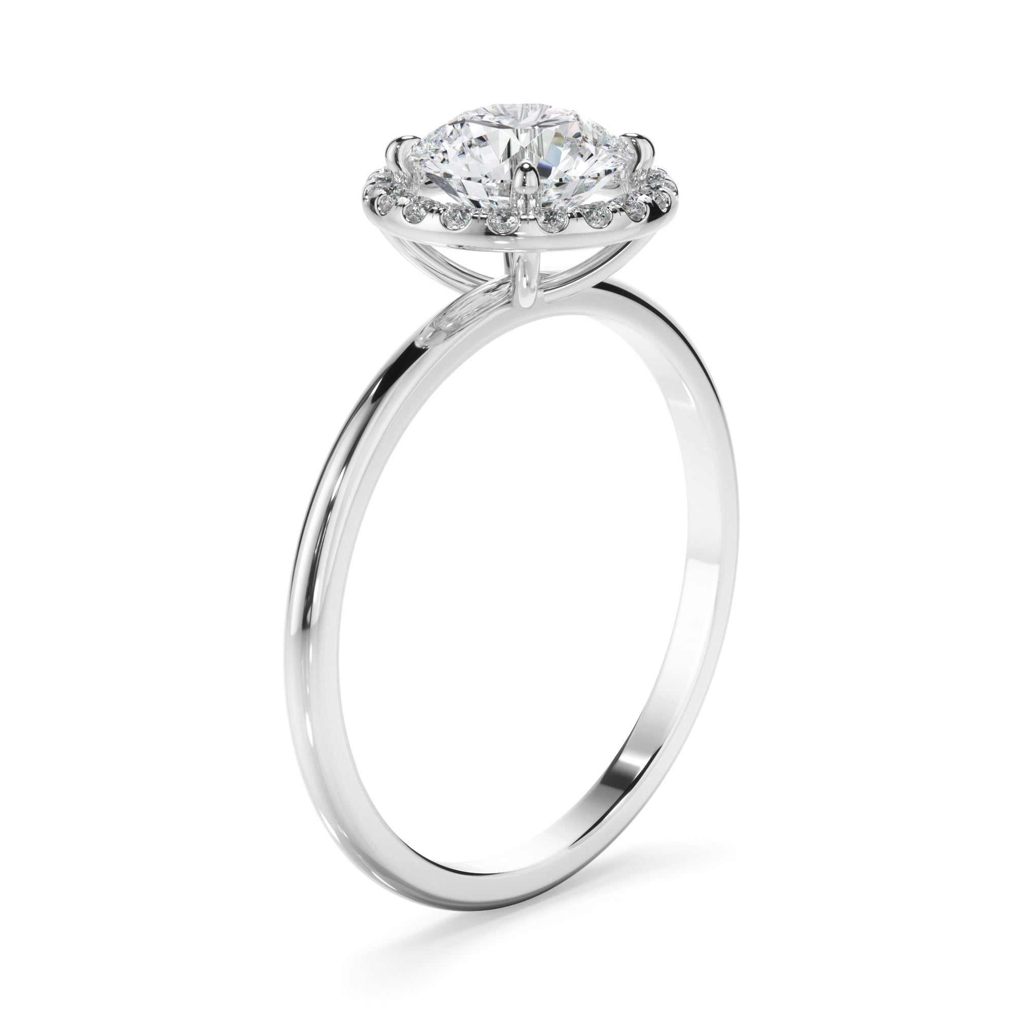 Flora - Round Brilliant Cut Diamond Halo Engagement Ring