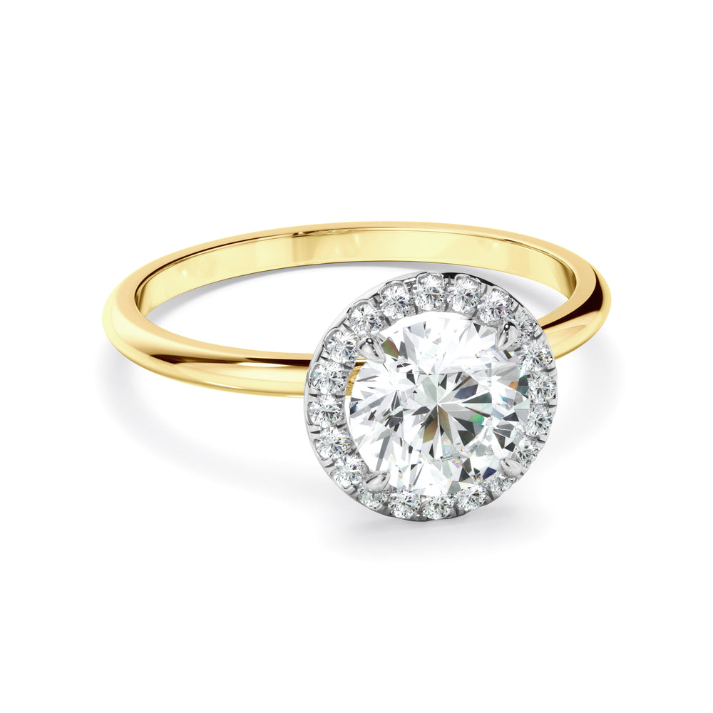 Flora - Round Brilliant Cut Diamond Halo Engagement Ring