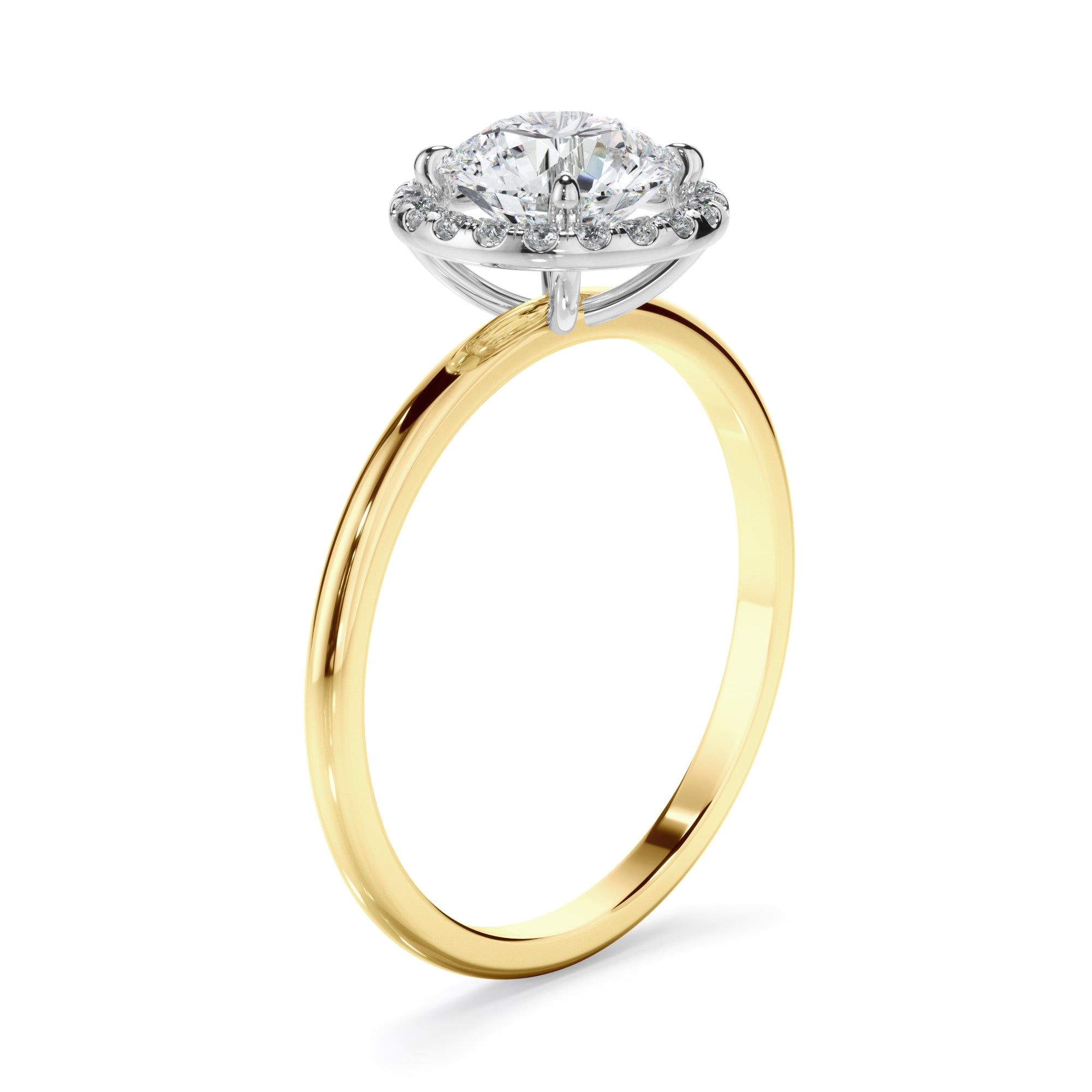 Flora - Round Brilliant Cut Diamond Halo Engagement Ring
