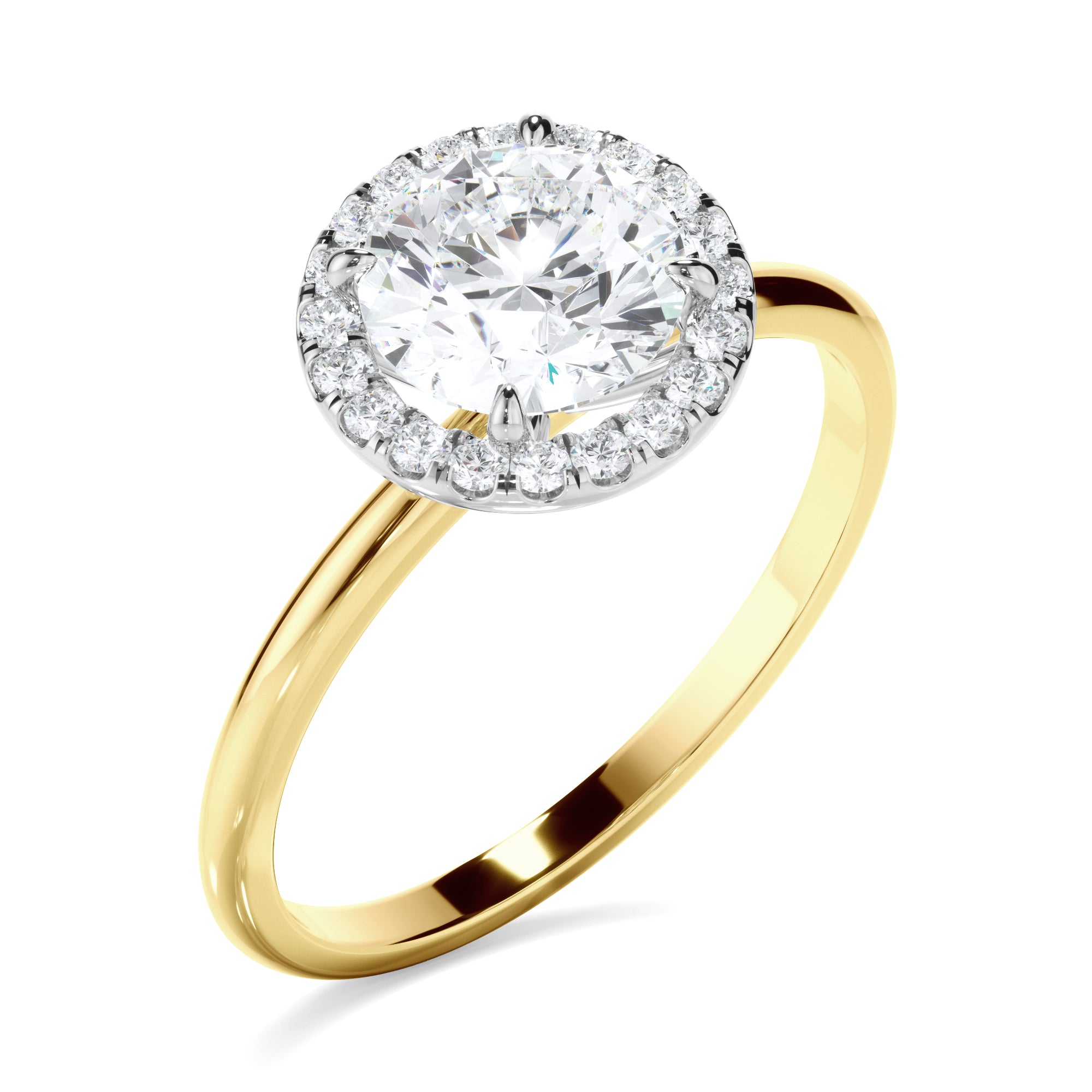 Flora - Round Brilliant Cut Diamond Halo Engagement Ring