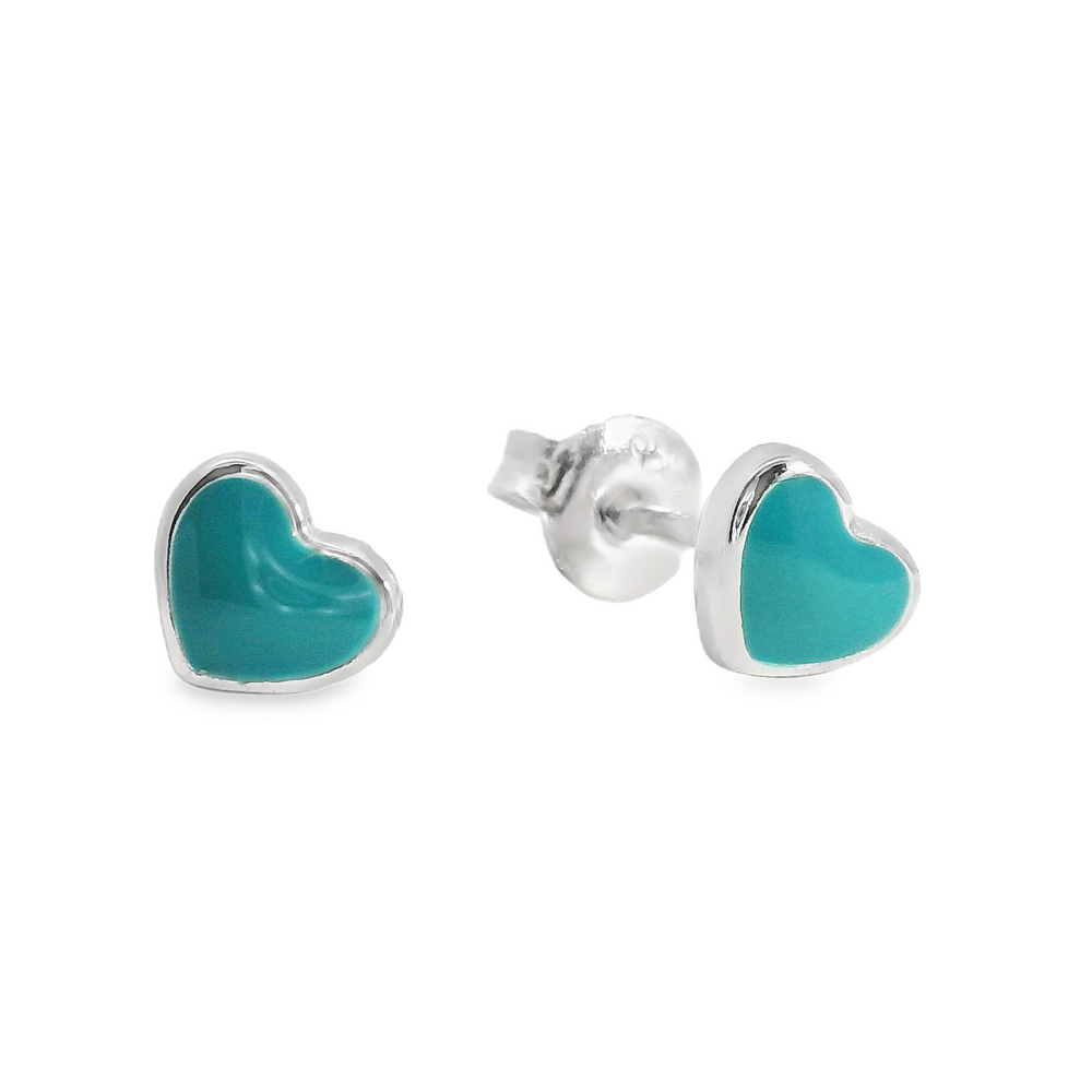 Teal Heart Earrings