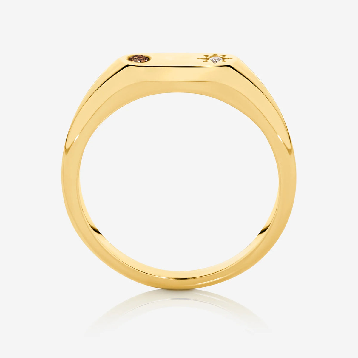 'Moon Star' 9ct Yellow Gold Chocolate Diamond Signet Ring
