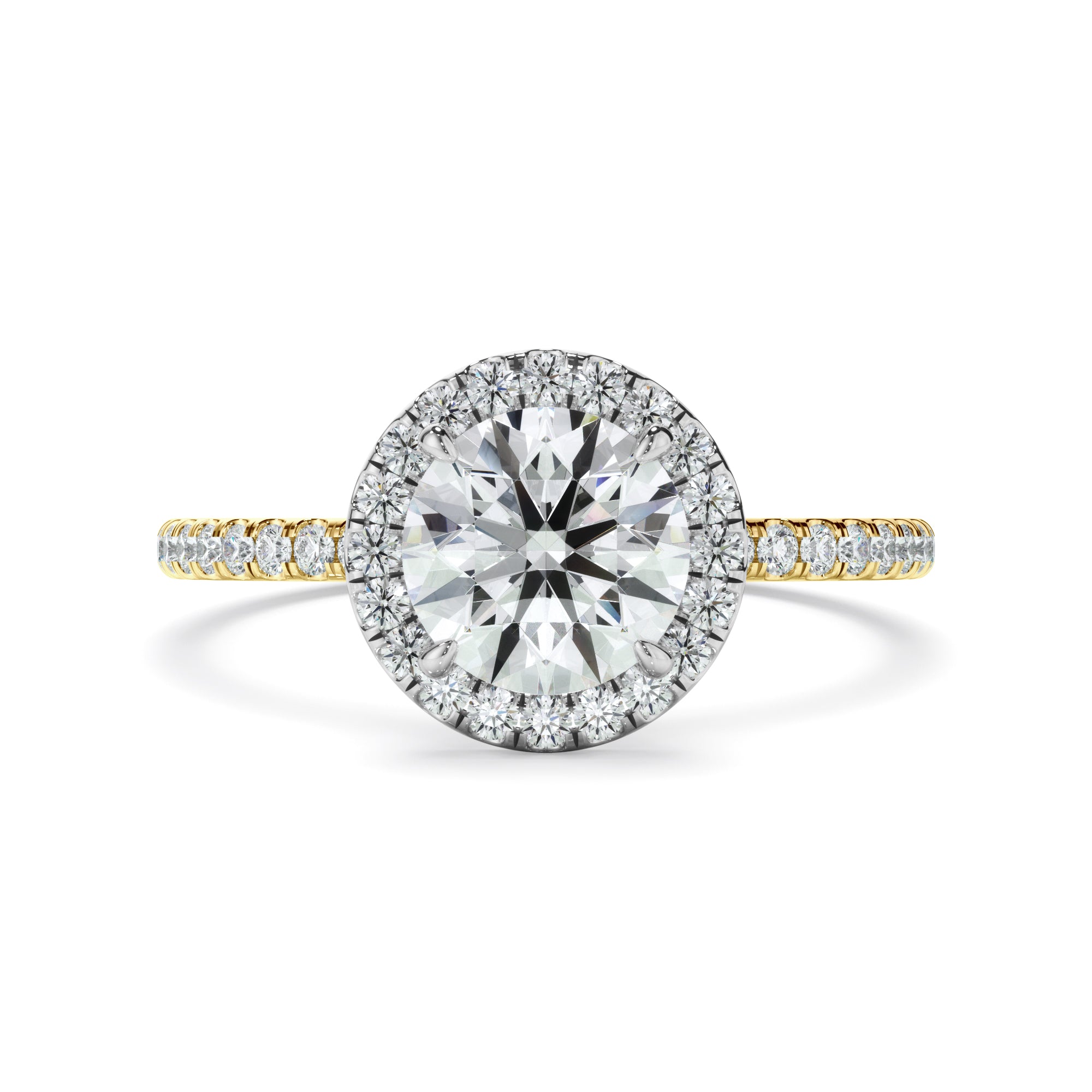 Adalyn - Round Brilliant Cut Diamond Halo Engagement Ring With Pave Band