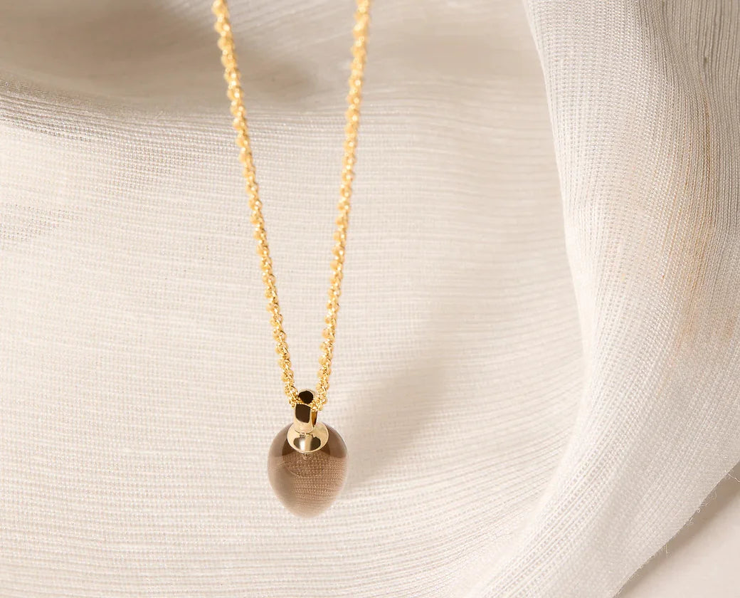 Dew Drop Necklace (Gold Smoky Quartz)