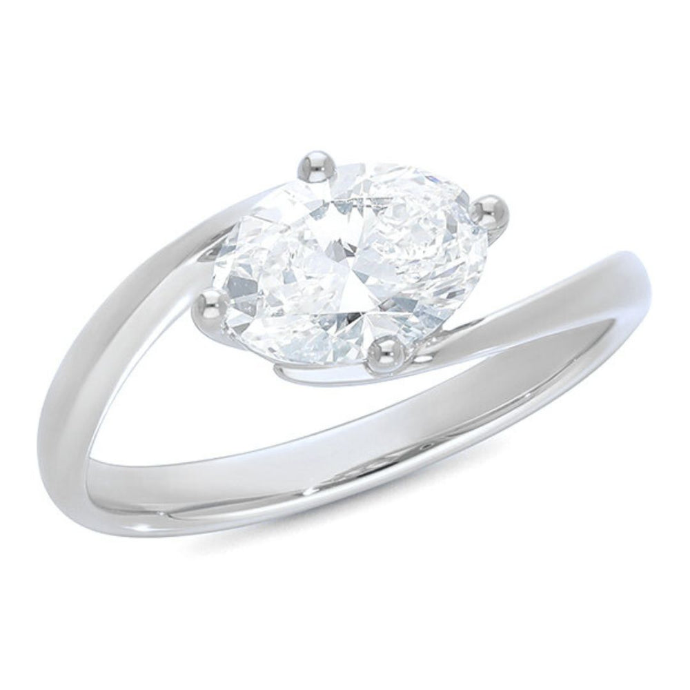 East West 1.5ct Oval Lab Diamond Engagement Ring Platinum