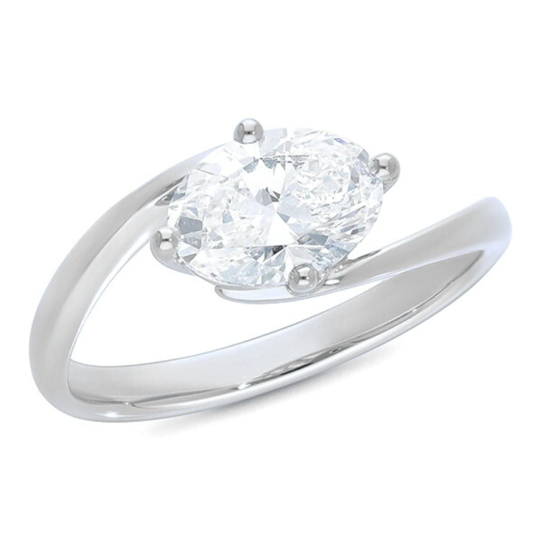 East West 1.5ct Oval Lab Diamond Engagement Ring Platinum