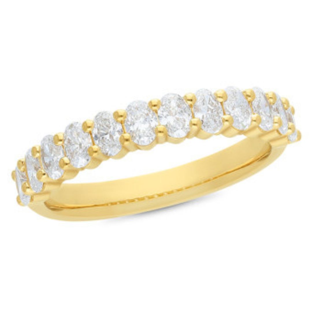 Oval Brilliant 1.2ct Lab Diamond Eternity Wedding Band (Yellow Gold)