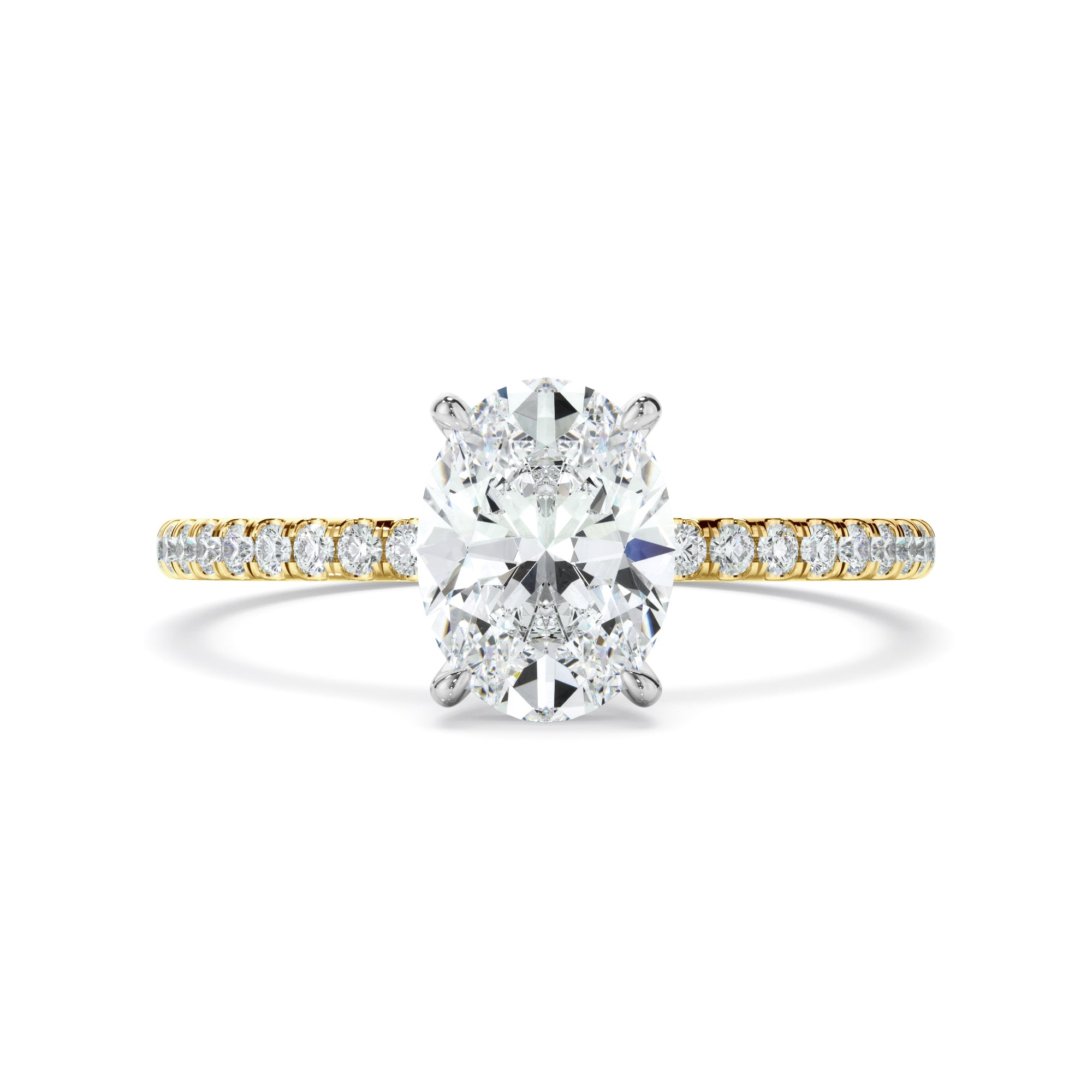 Olivia - Oval Cut Diamond Solitaire Engagement Ring With Pave Band