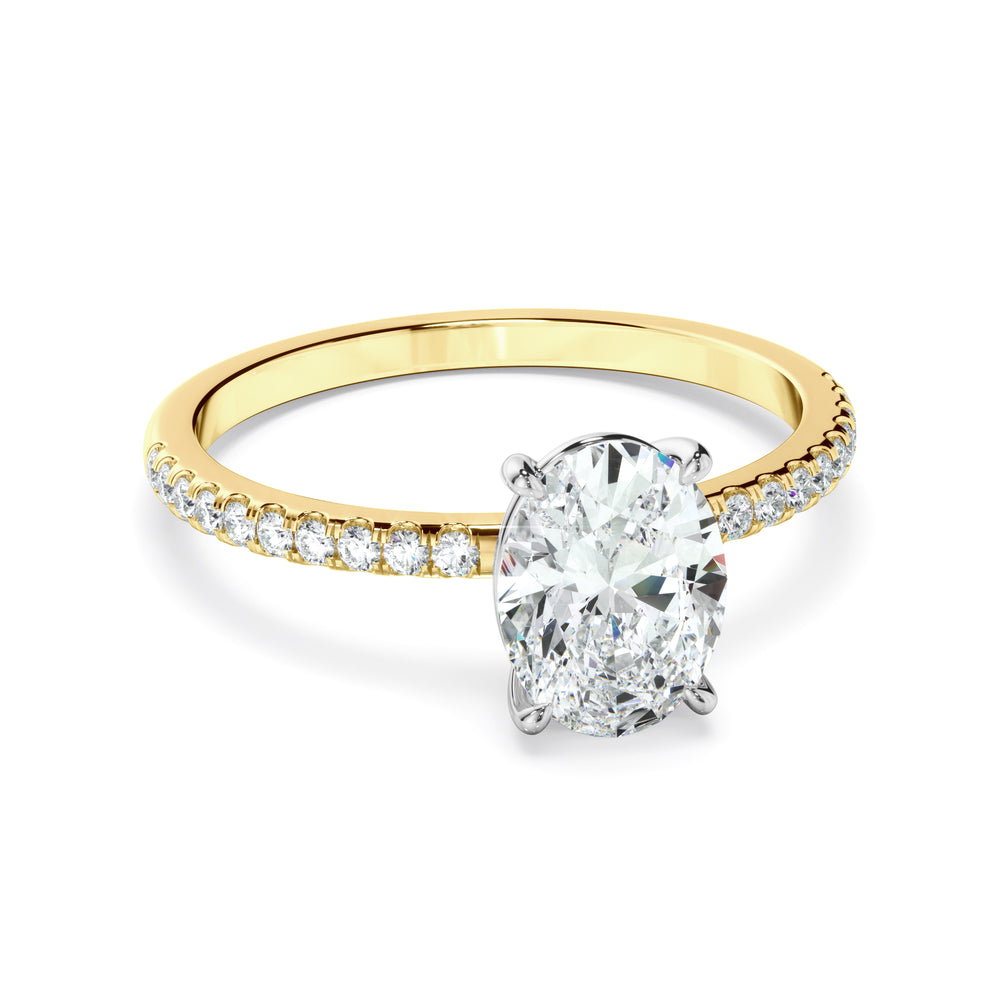 Olivia - Oval Cut Diamond Solitaire Engagement Ring With Pave Band