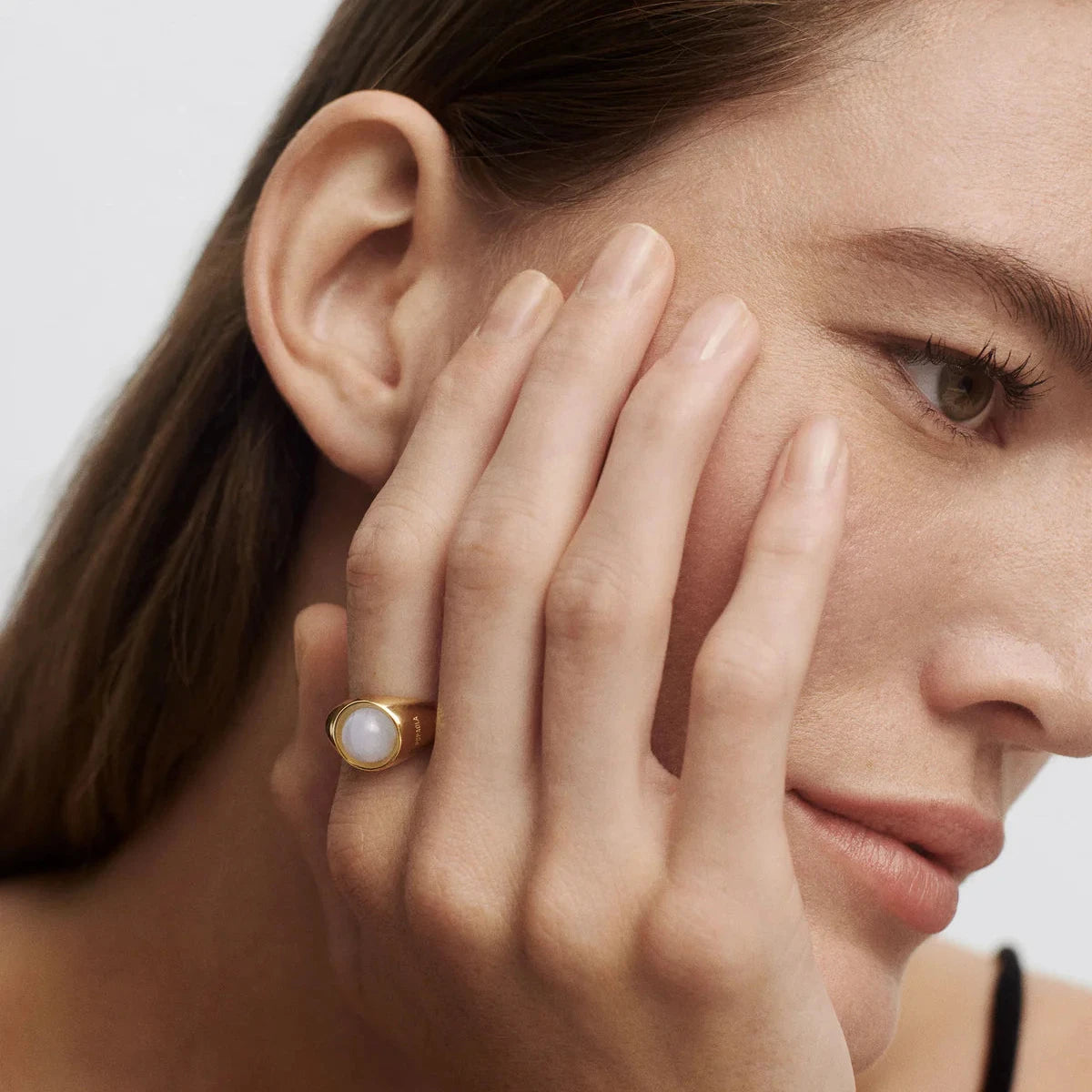 Blue Lace Agate Moon Ring