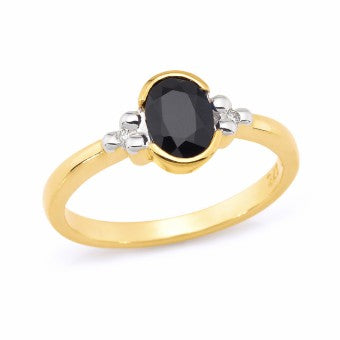 Stephi 9ct Yellow Gold Oval Sapphire & Diamond Ring