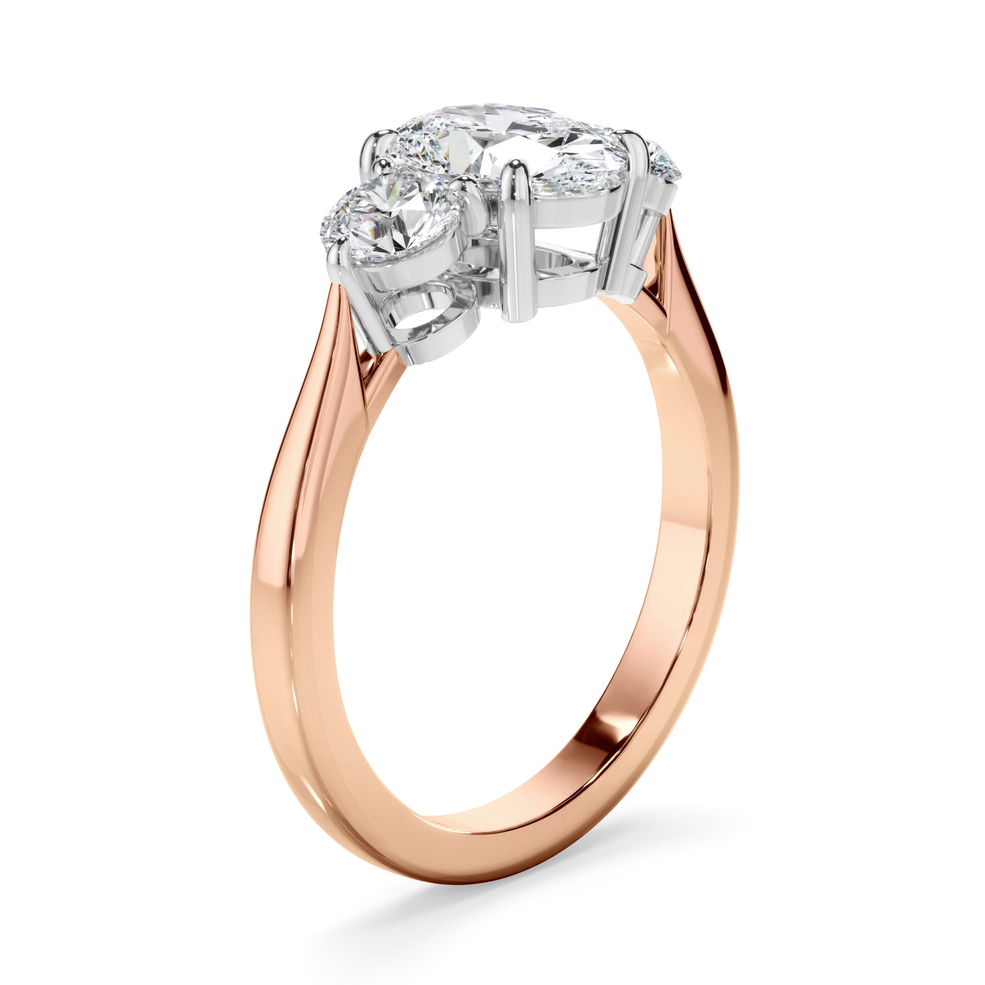 Sasha - Oval Cut Diamond Trilogy Engagement Ring