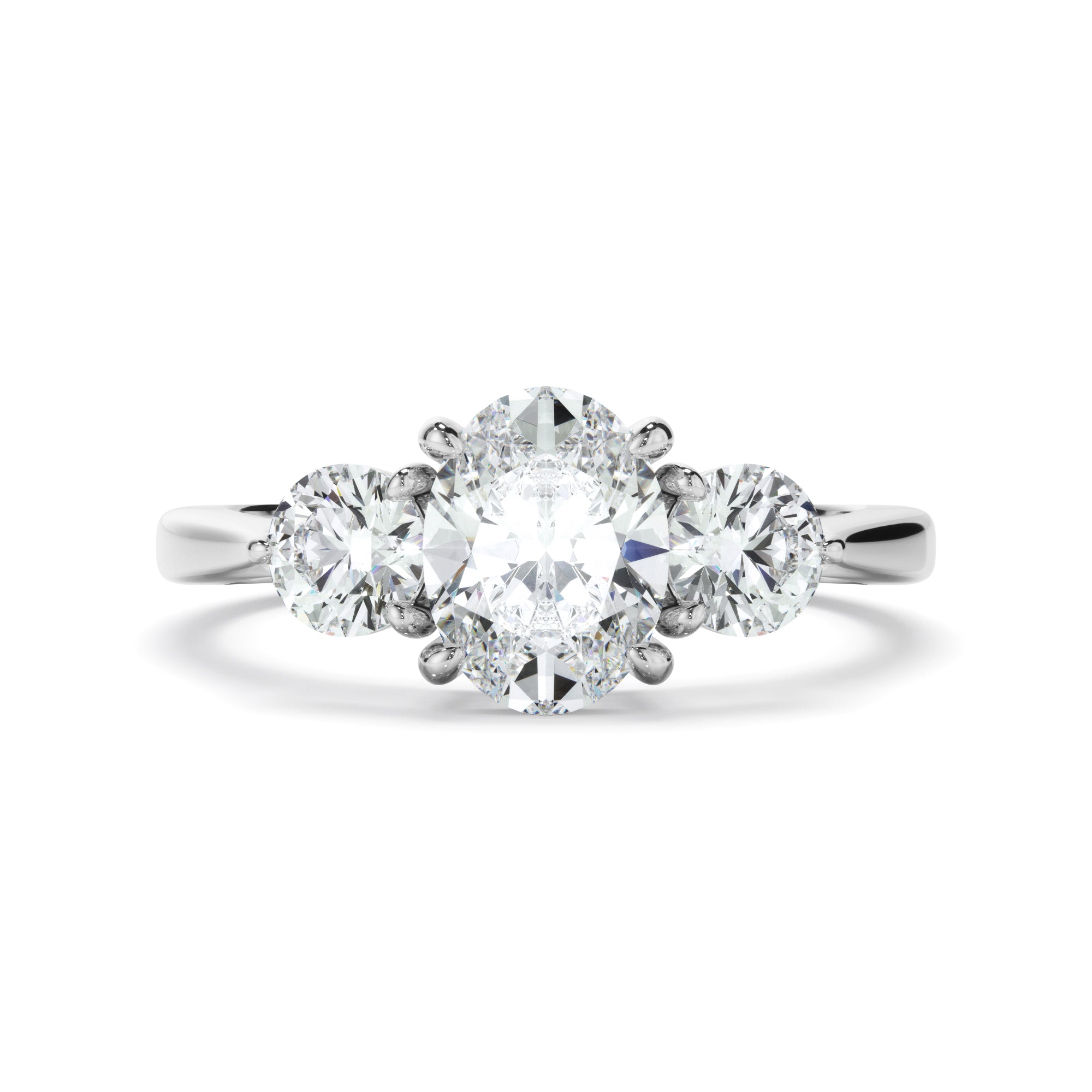 Sasha - Oval Cut Diamond Trilogy Engagement Ring