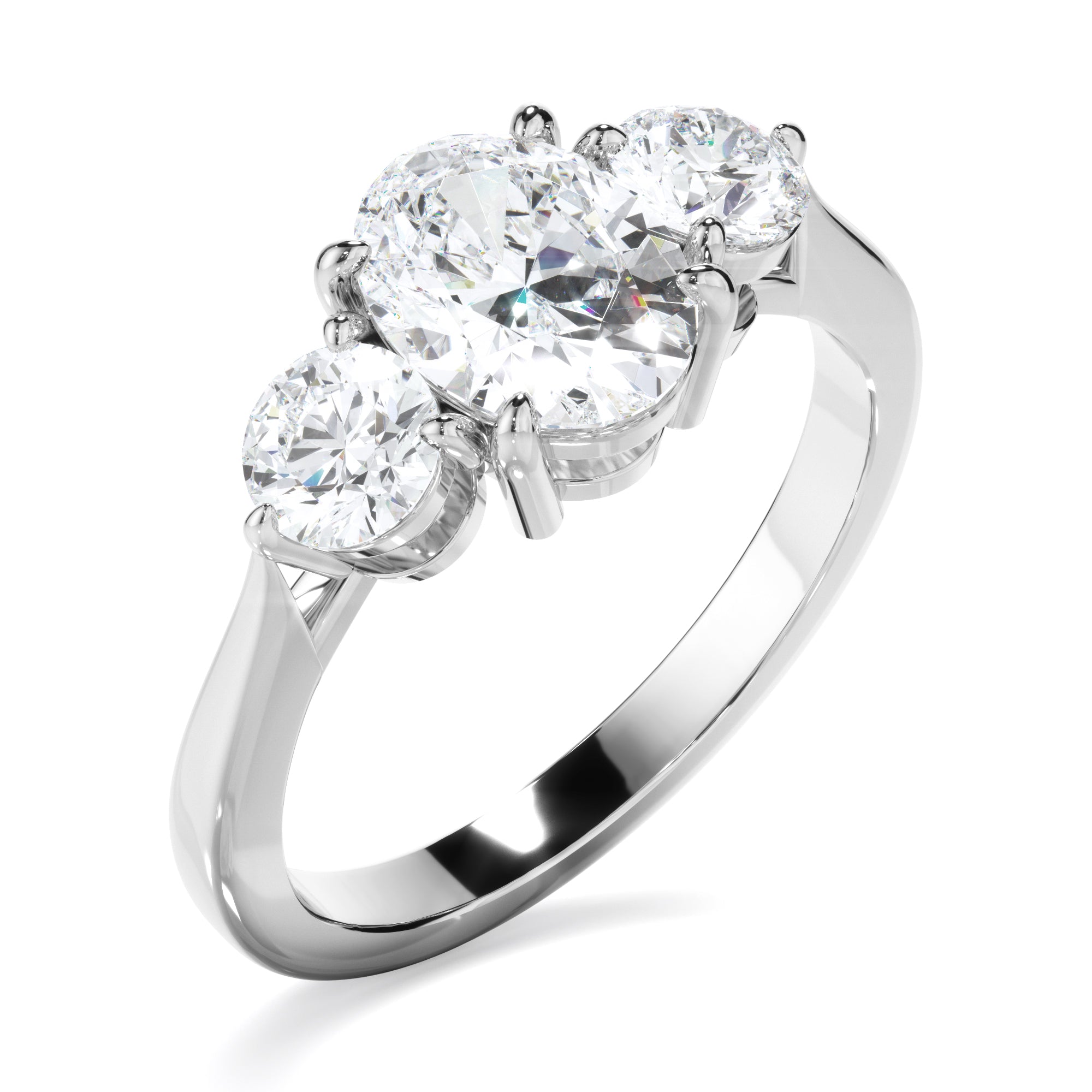Sasha - Oval Cut Diamond Trilogy Engagement Ring