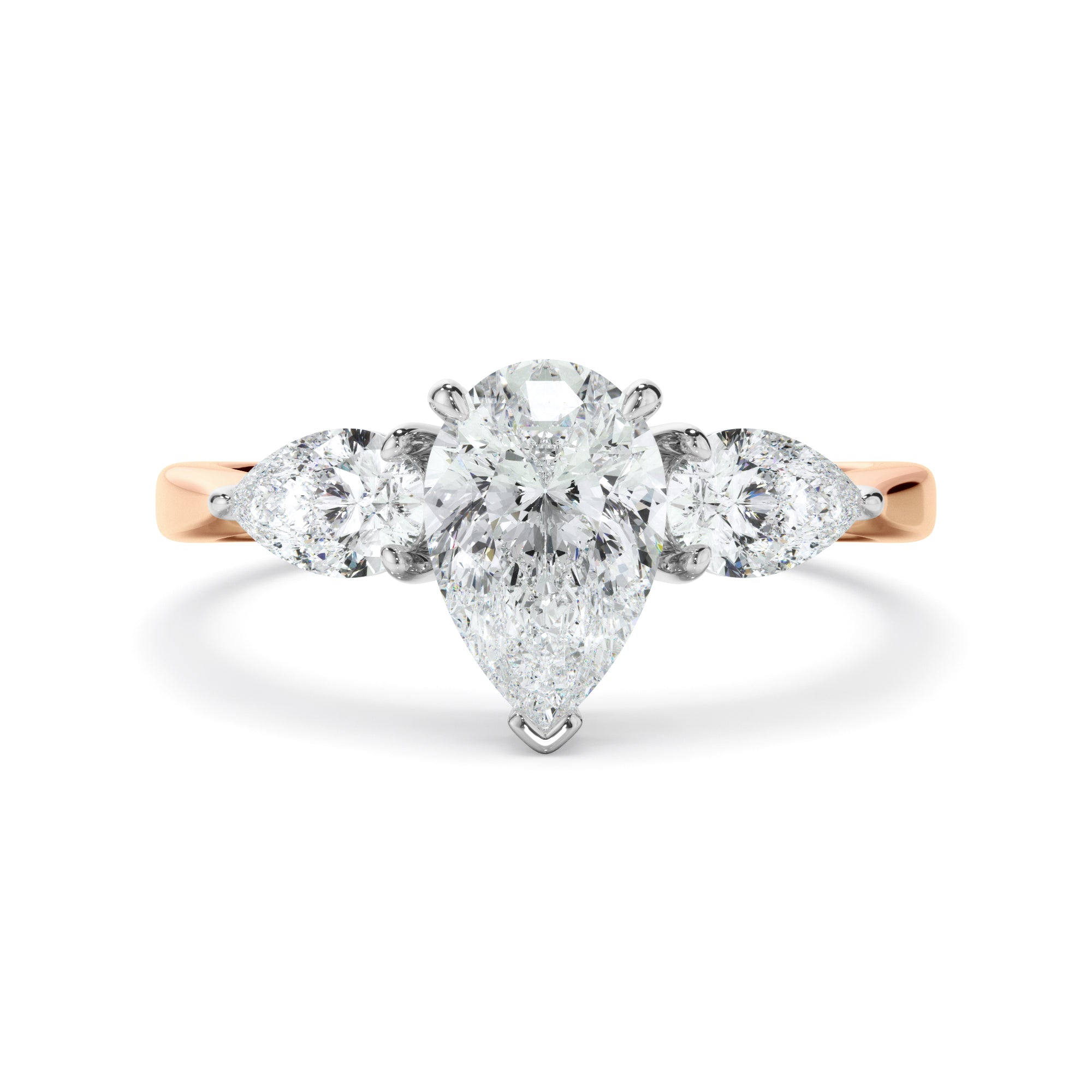 Viviana - Pear Cut Diamond Engagement Ring With Pear Cut Diamond Sides