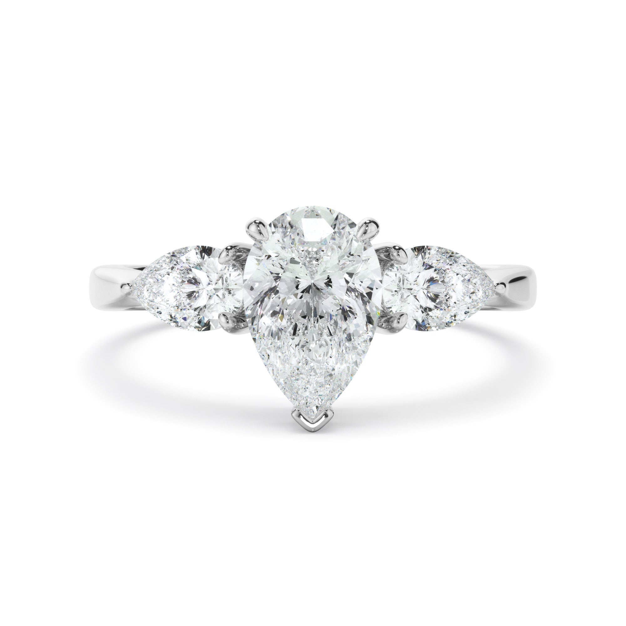 Viviana - Pear Cut Diamond Engagement Ring With Pear Cut Diamond Sides
